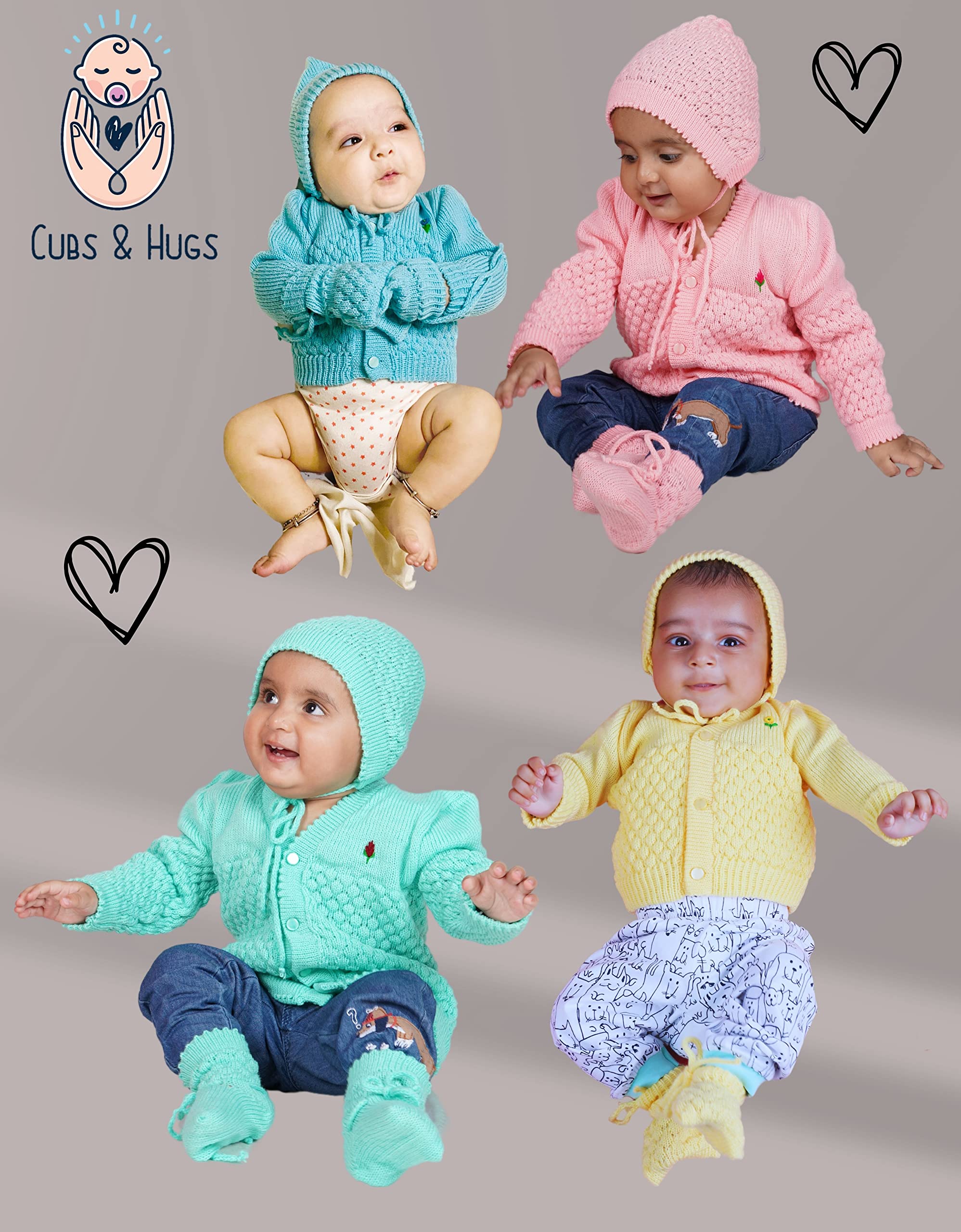 CUBS New Born Baby Clothes Set - Woollen Sweater - Mango Yellow - Image 2