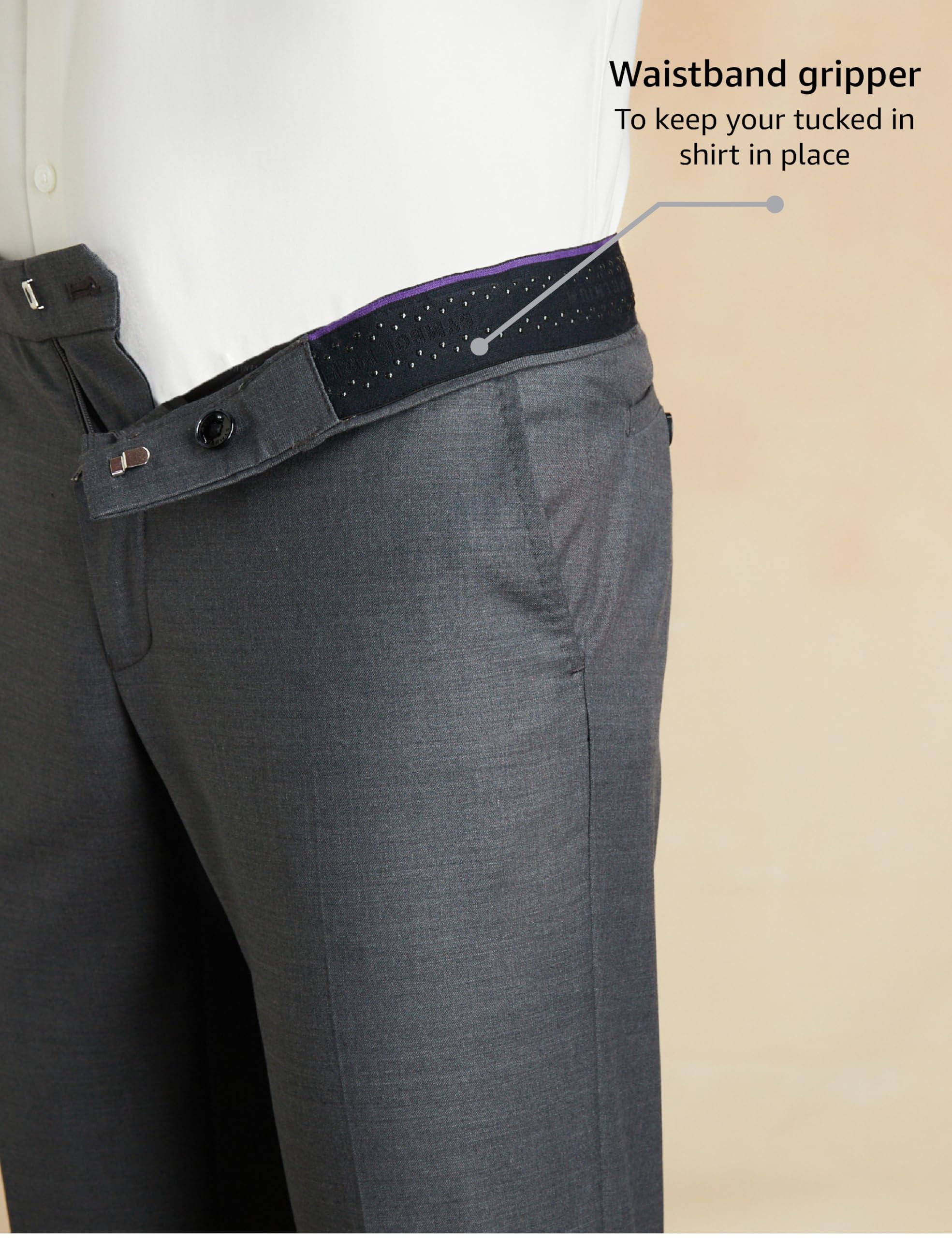 Symbol Men Formal Pants - Charcoal Grey - Image 4