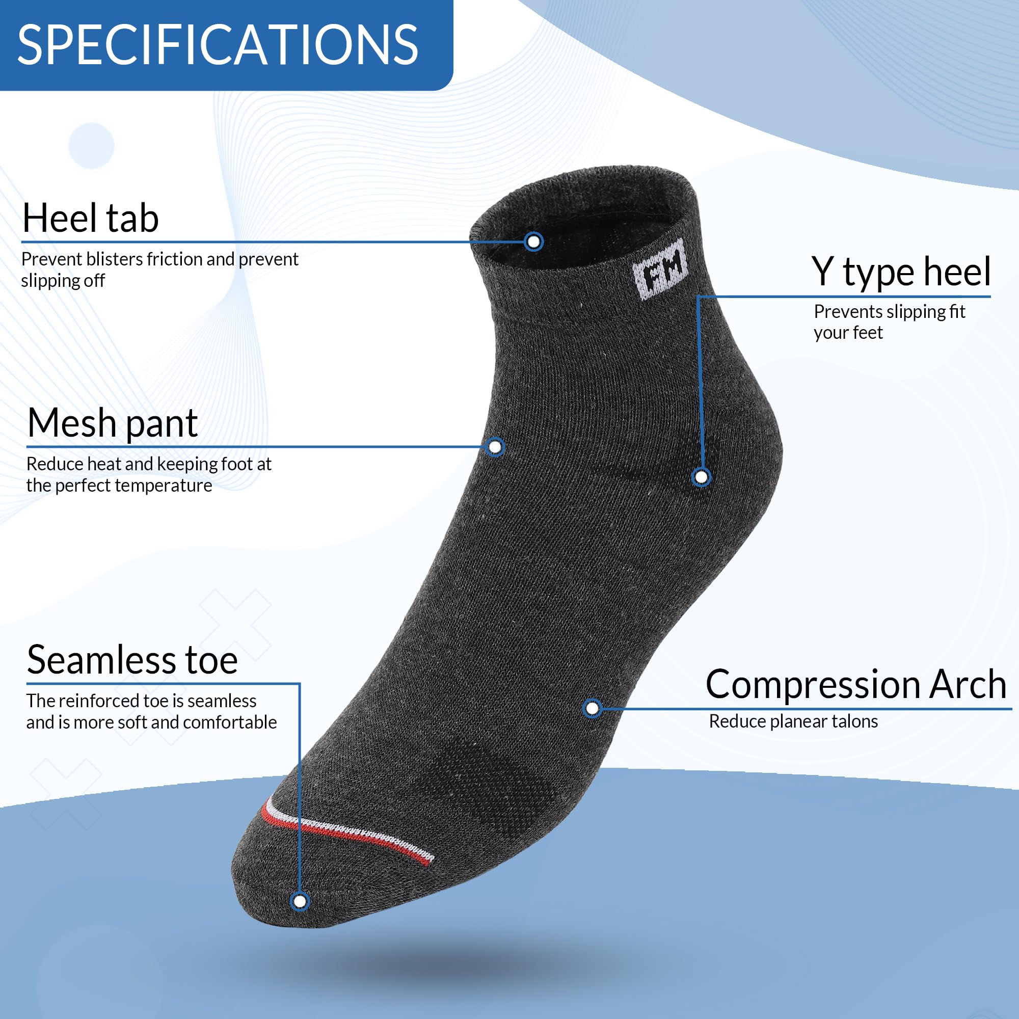 Fitness Mantra Multicolor Sports Ankle Socks for Men & Women - Image 4