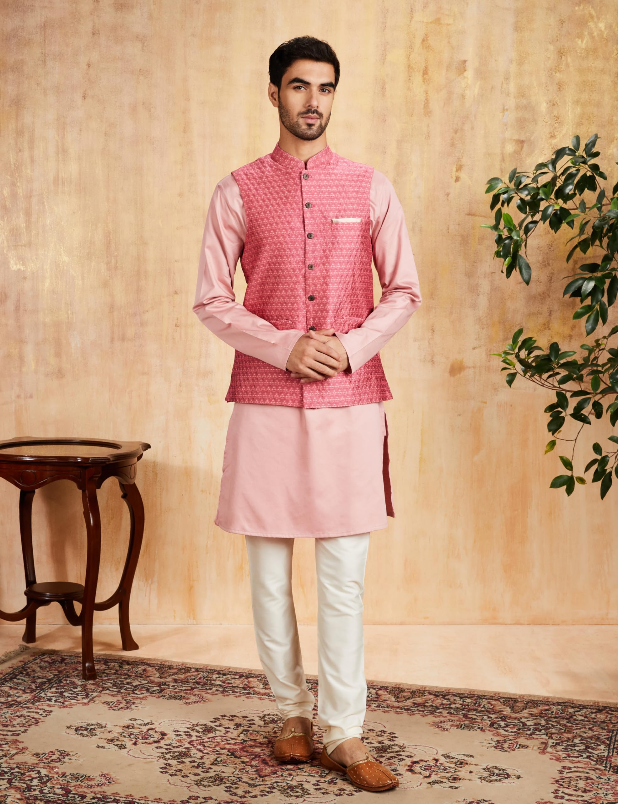 Amazon Men's Pink Nehru Jacket - Image 3