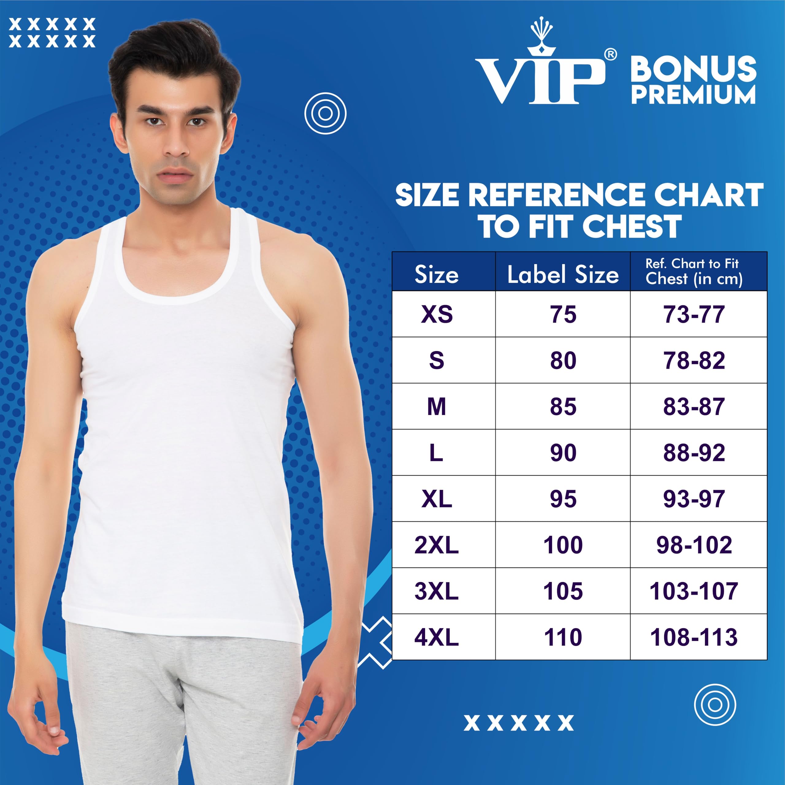 VIP Men's Cotton Sleeveless Vest - White - Image 5