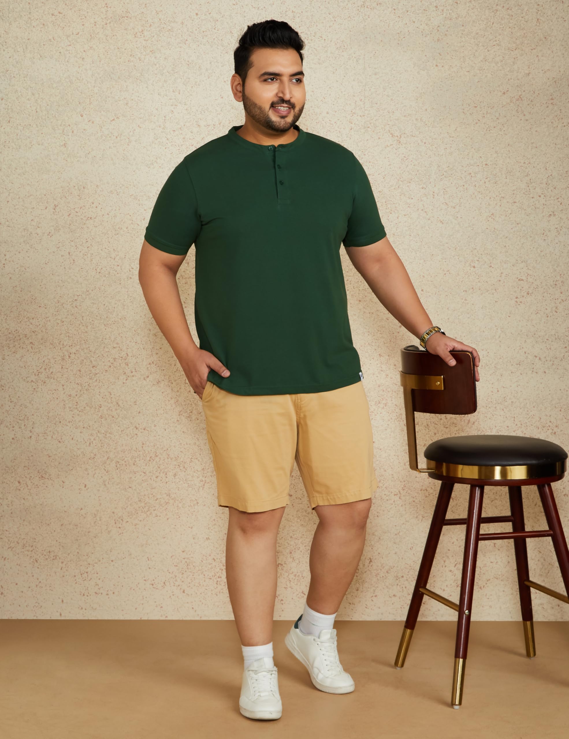 Symbol Men's Polo T-Shirt - Mandarin Collar, Half Sleeves, Eden Green - Image 5