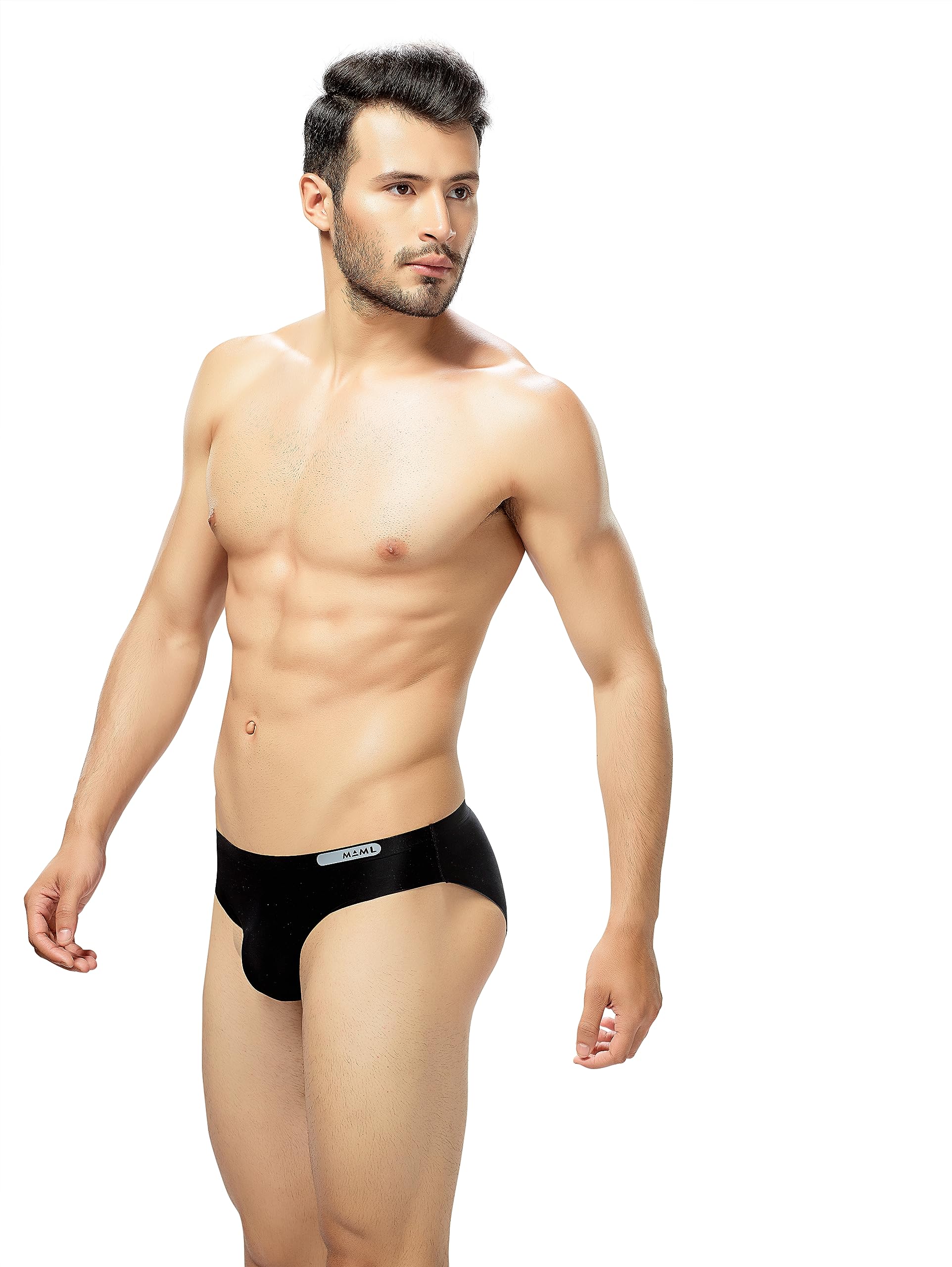MAML Men Ultra Thin Ice Silk Briefs - Black - Image 5
