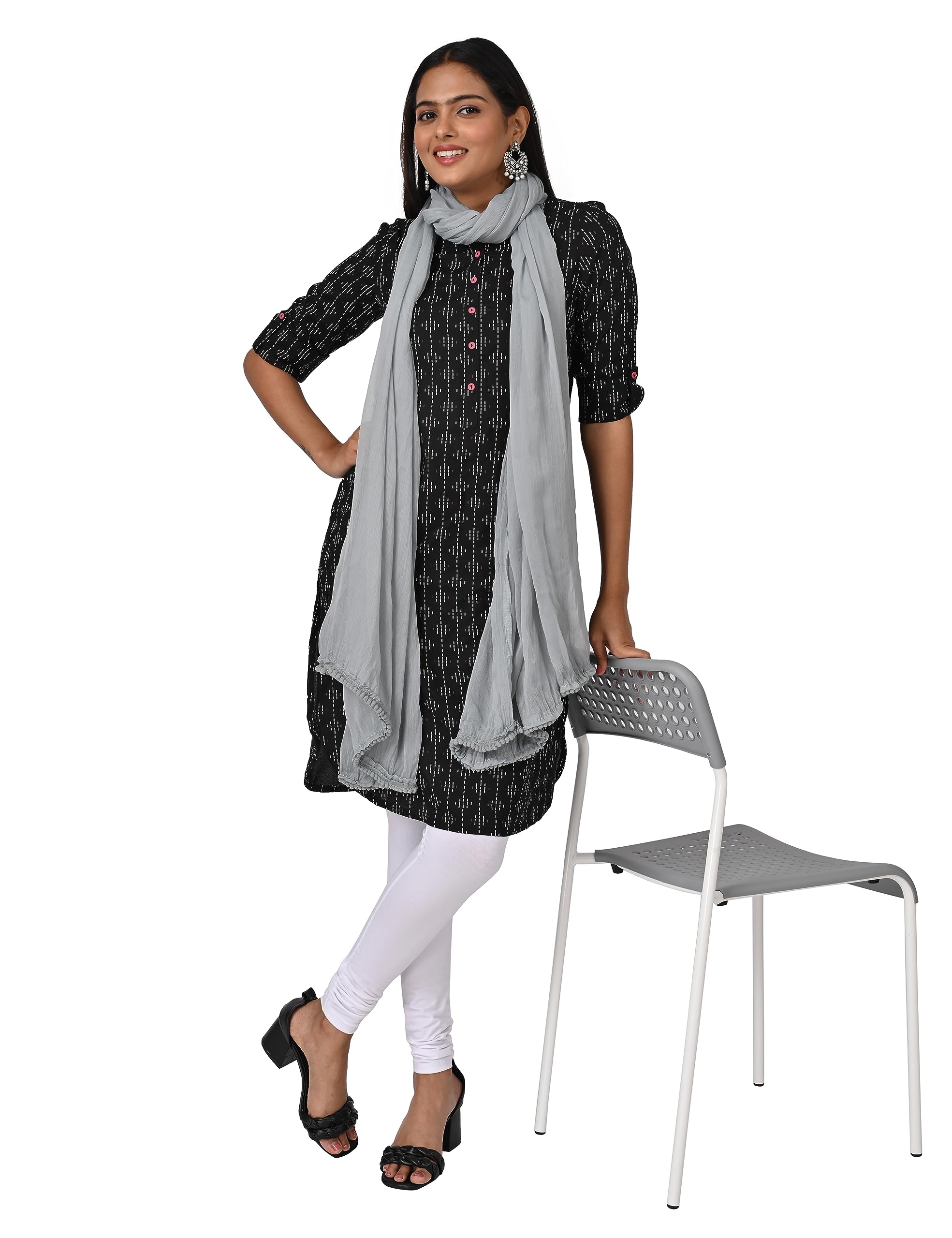 Grey Chiffon Dupatta for Women - Image 3