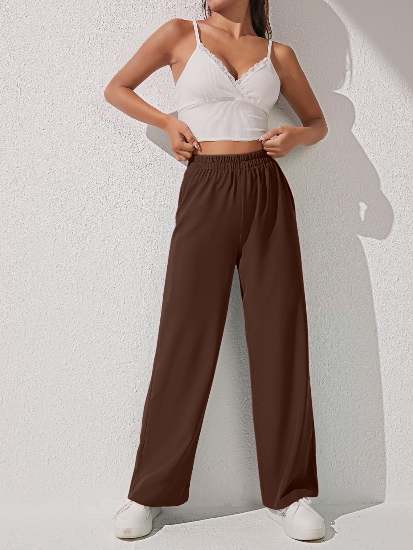 Aahwan Brown Wide Leg Trousers for Women - Image 5