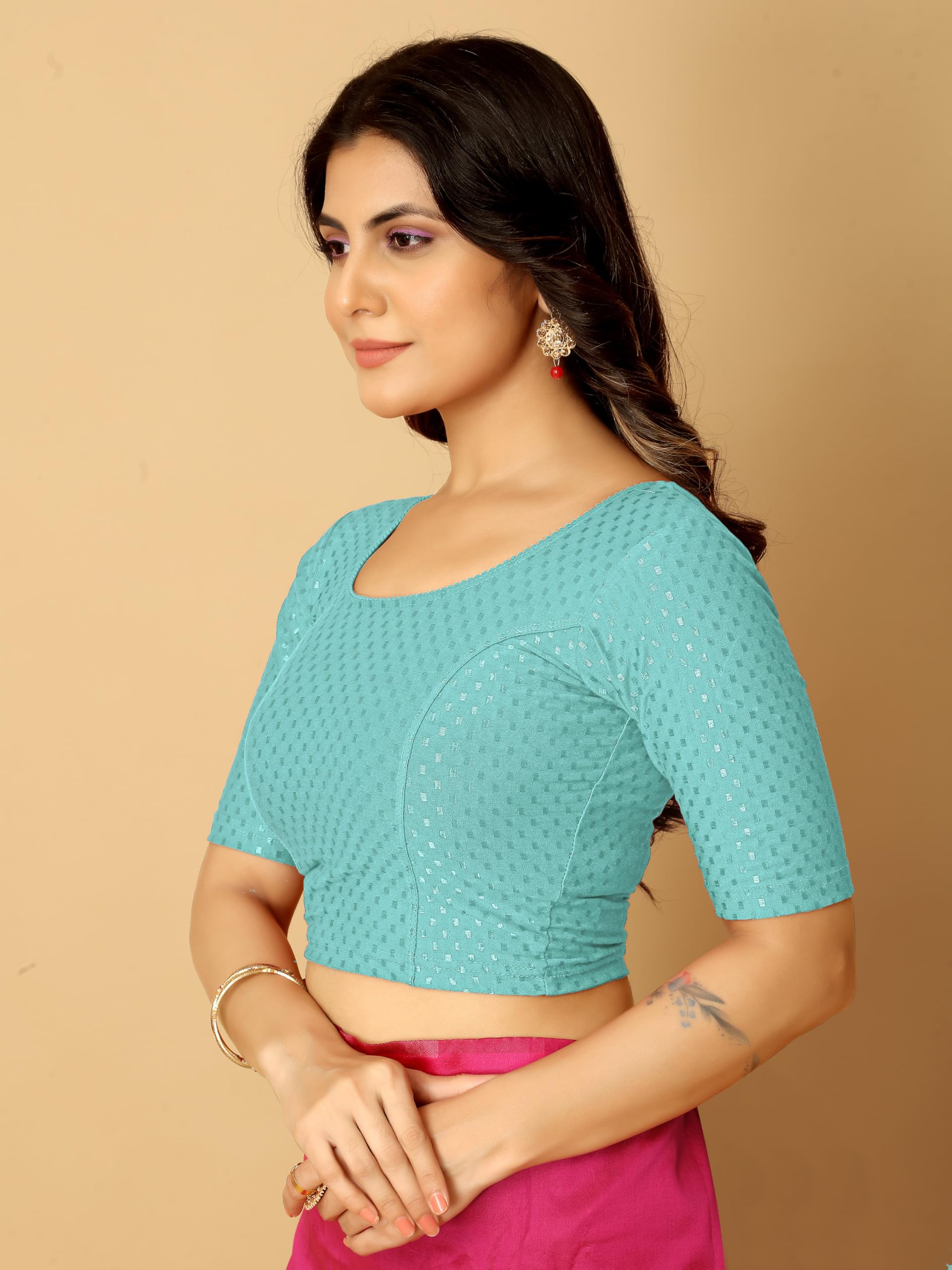Anarva Saree Blouse for Women - Sky Blue - Image 4