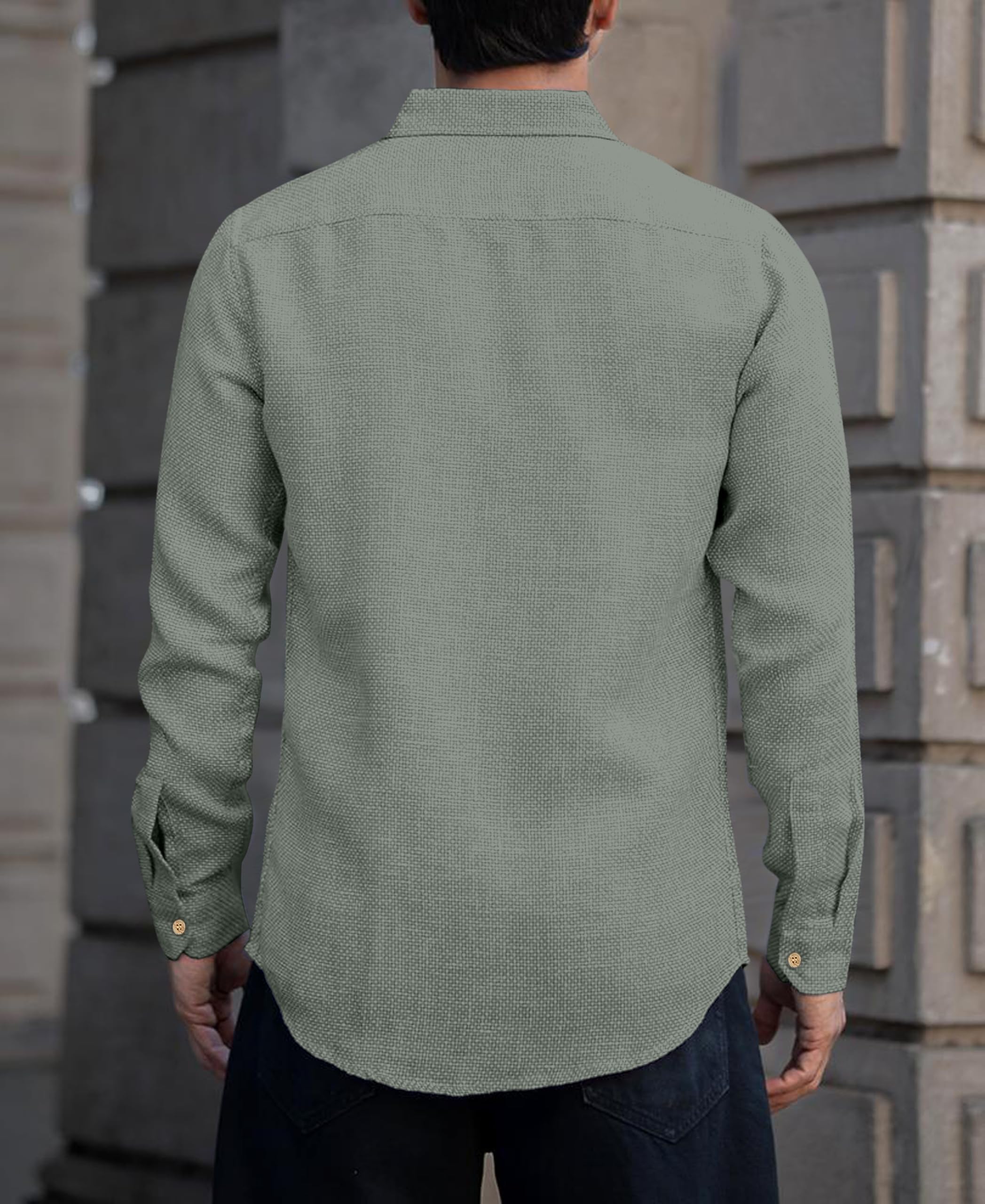 RAIZAX Grey Linen Cotton Shirt for Men - Image 2