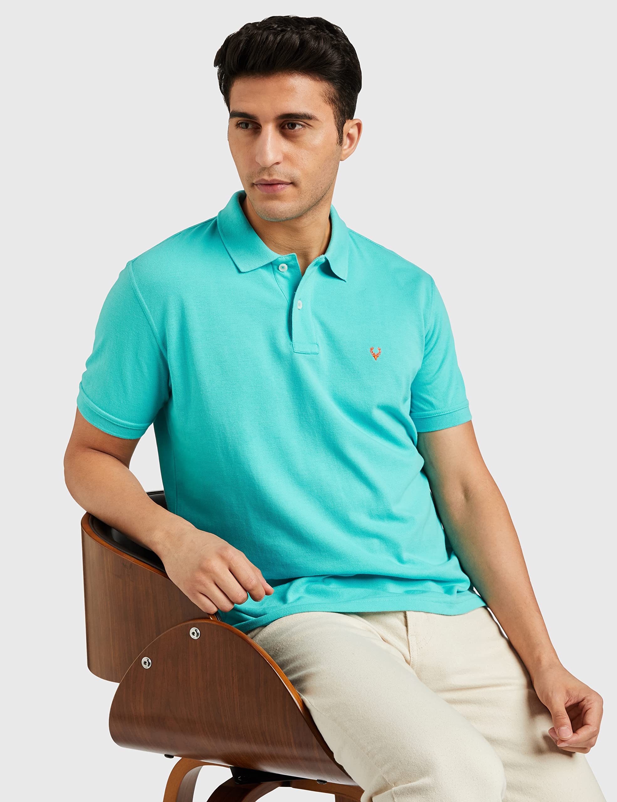 Allen Solly Men Polo Neck T-Shirt - Mint Green - Image 3
