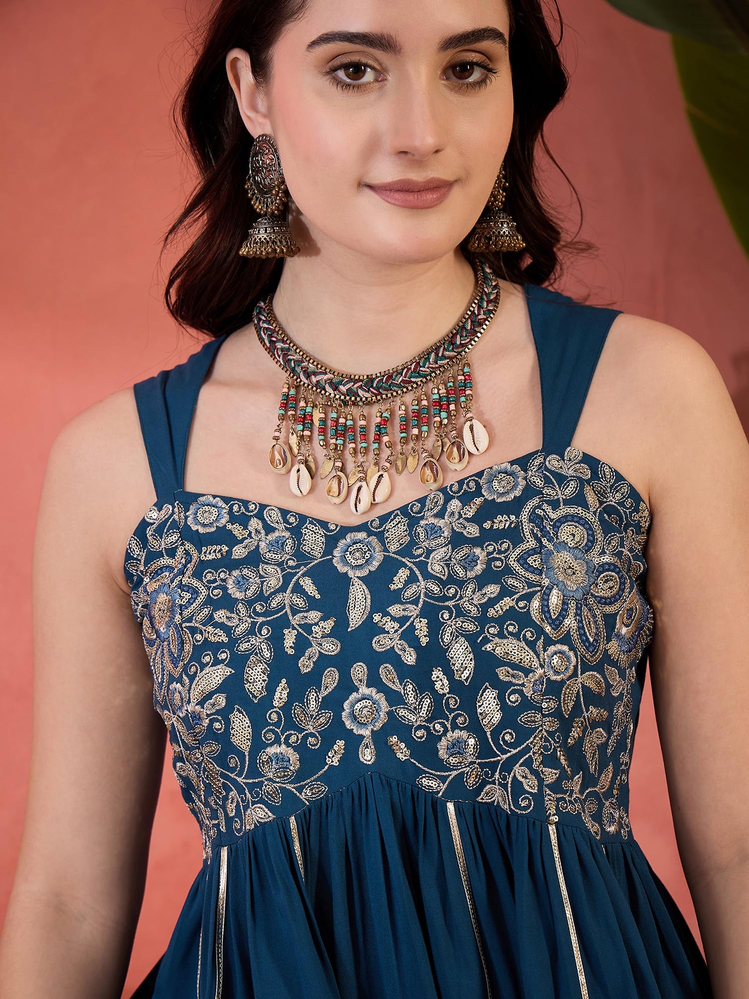 Stylum Women's Rayon A-Line Kurti with Dhoti Pant - Blue - Image 4