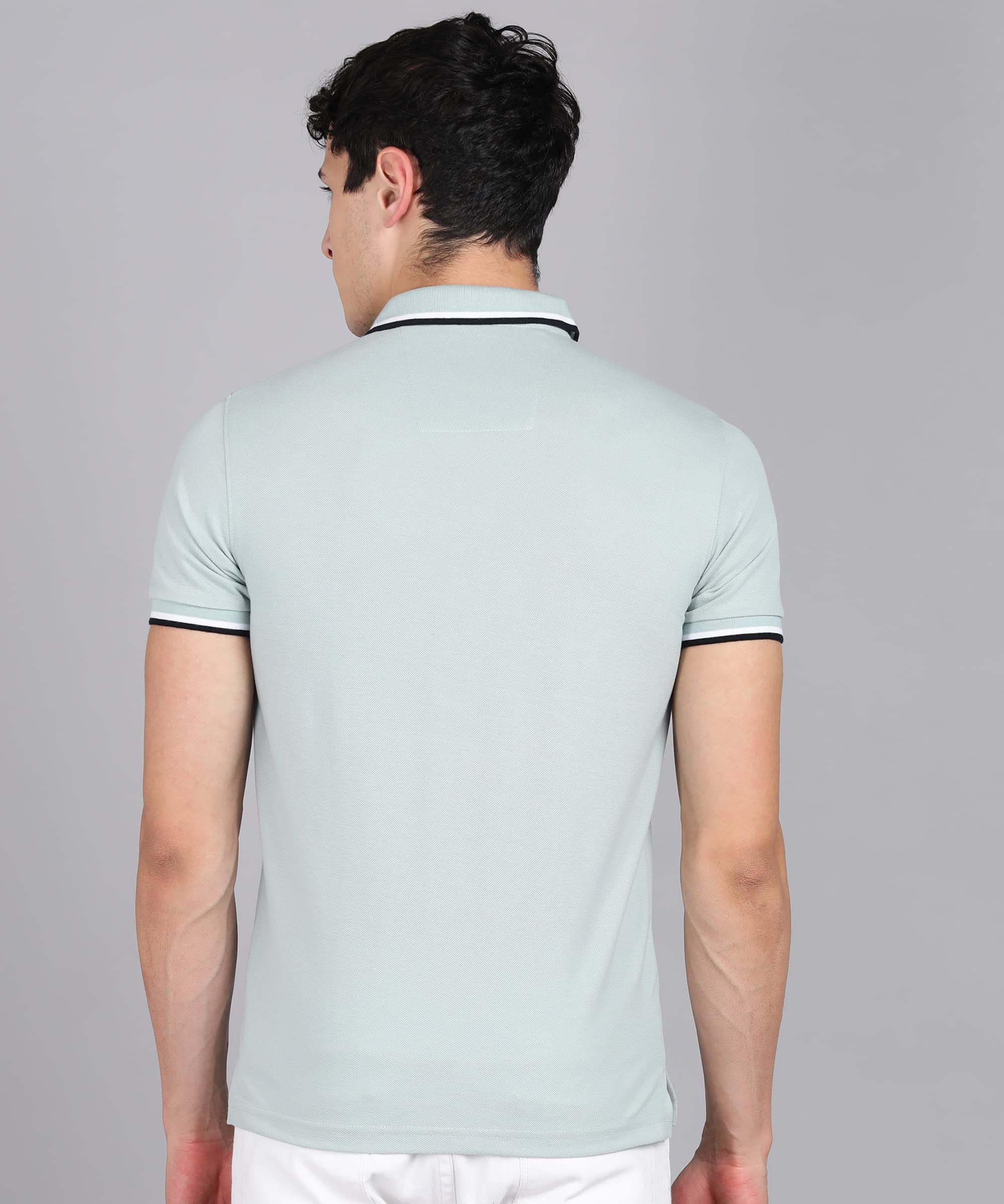 Alan Jones Men Cotton Blend Polo T-Shirt - Light Grey - Image 5