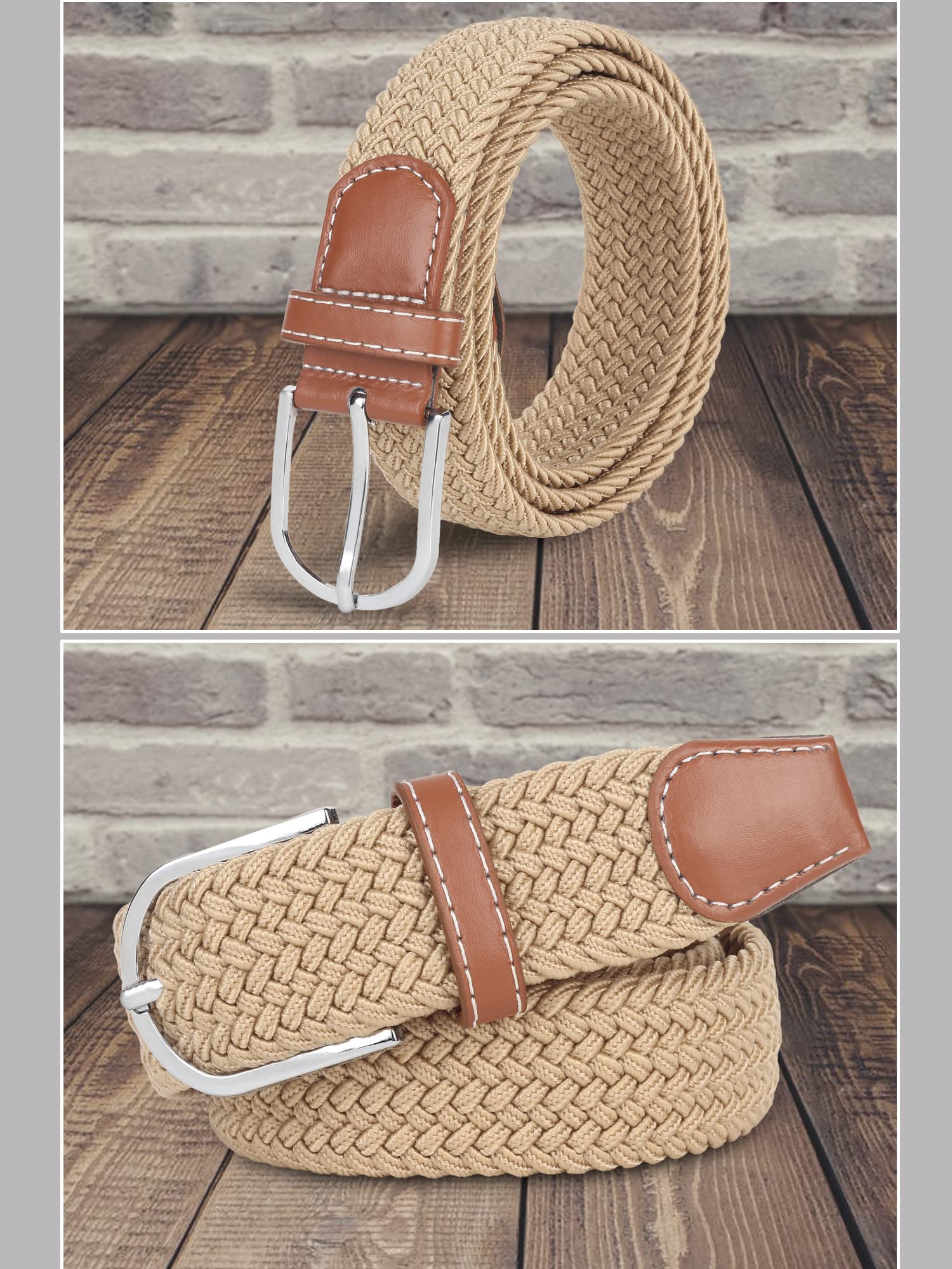 ZORO Woven Fabric Stretchable Belt for Men & Women - Beige - Image 2