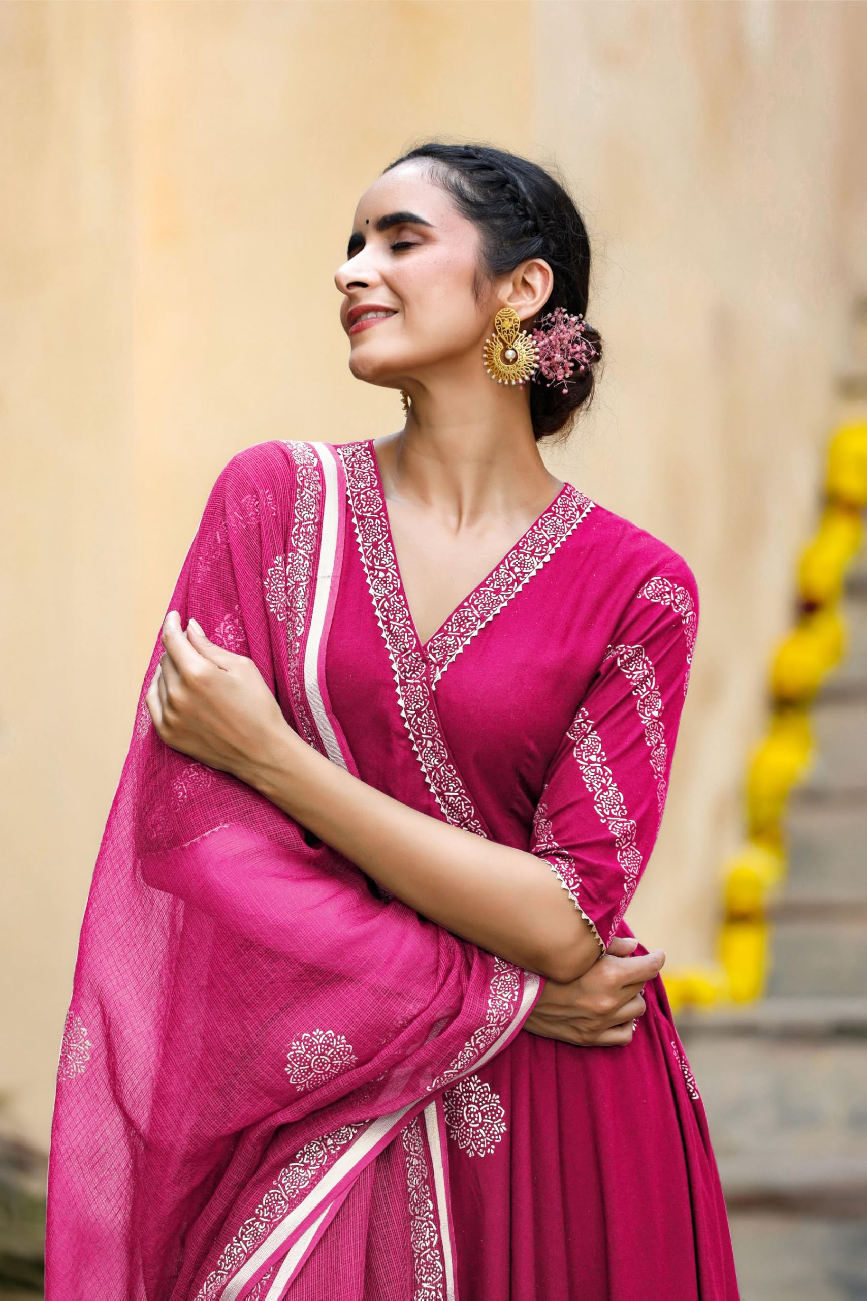 GoSriKi Women's Pink Anarkali Kurta Set - Image 5