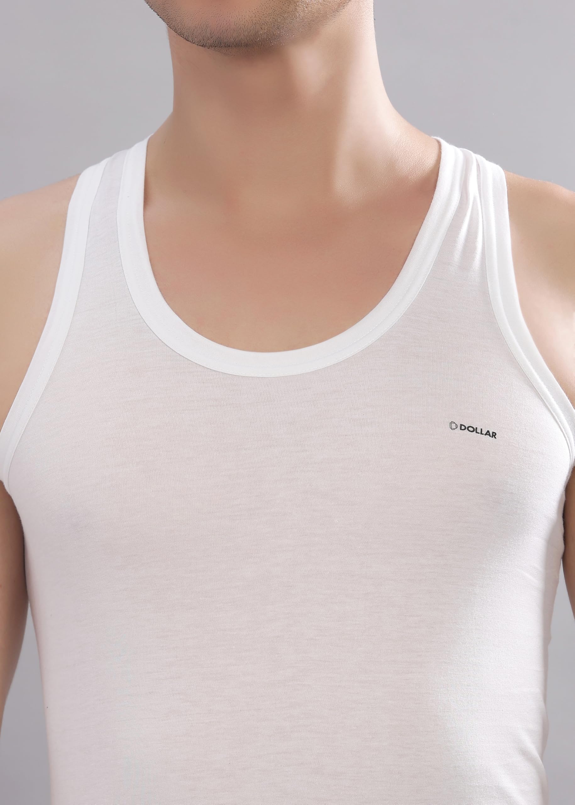 Men's White Cotton Vest - Image 4