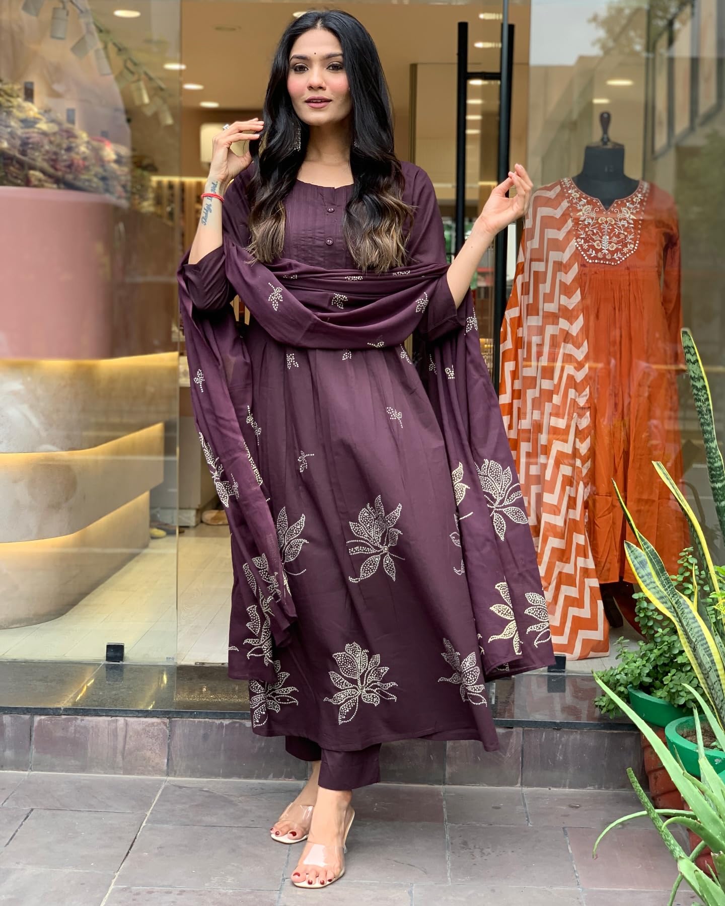 GoSriKi Anarkali Kurta Set with Pant & Dupatta - Image 4