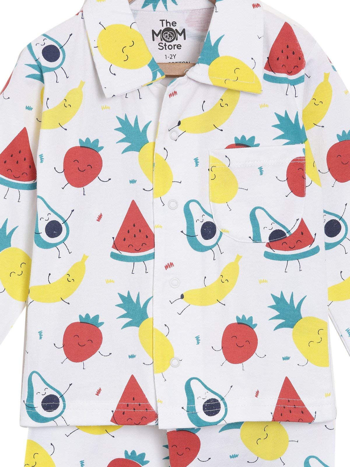 The Mom Store White Cotton Pyjama Set for Baby Boys - Image 3