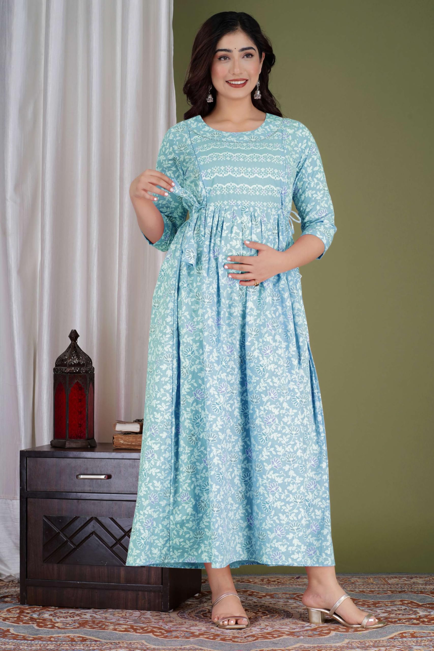 GarbGlide Maternity Feeding Kurtis - Aqua Blue - Image 5