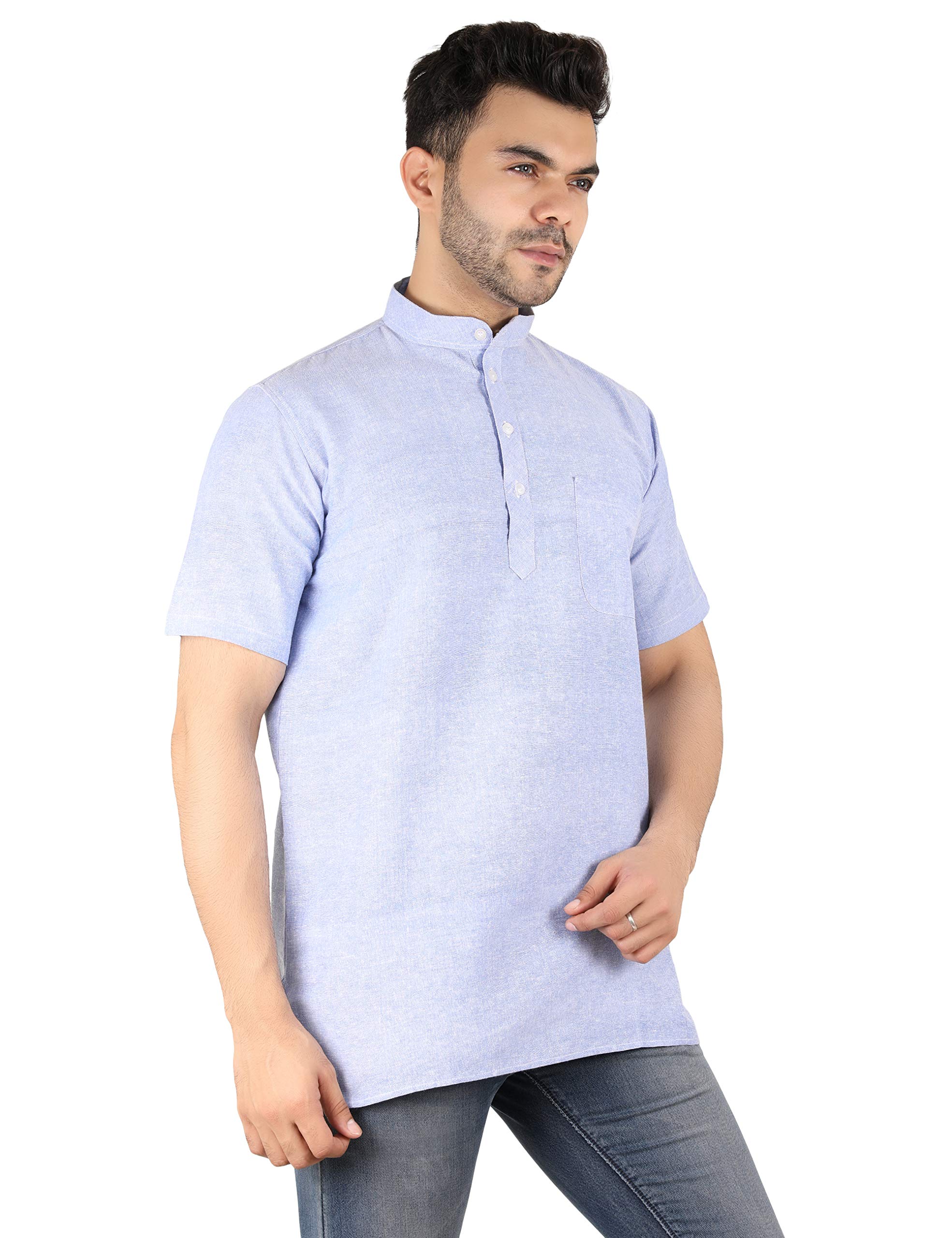 CHIKAN Men Cotton Kurta Half Sleeves - Image 4