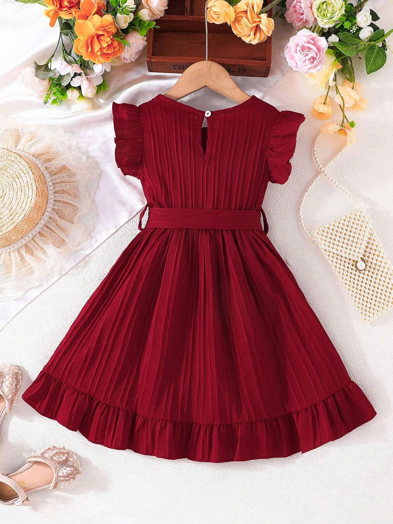 ASHIKTA Girl's Country Dress - Maroon - Image 3