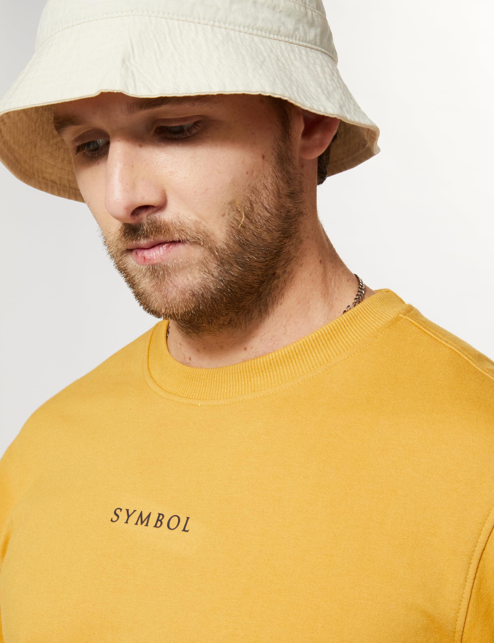 Symbol Men Cotton Blend Crew Neck Sweatshirt - Amber Gold - Image 4