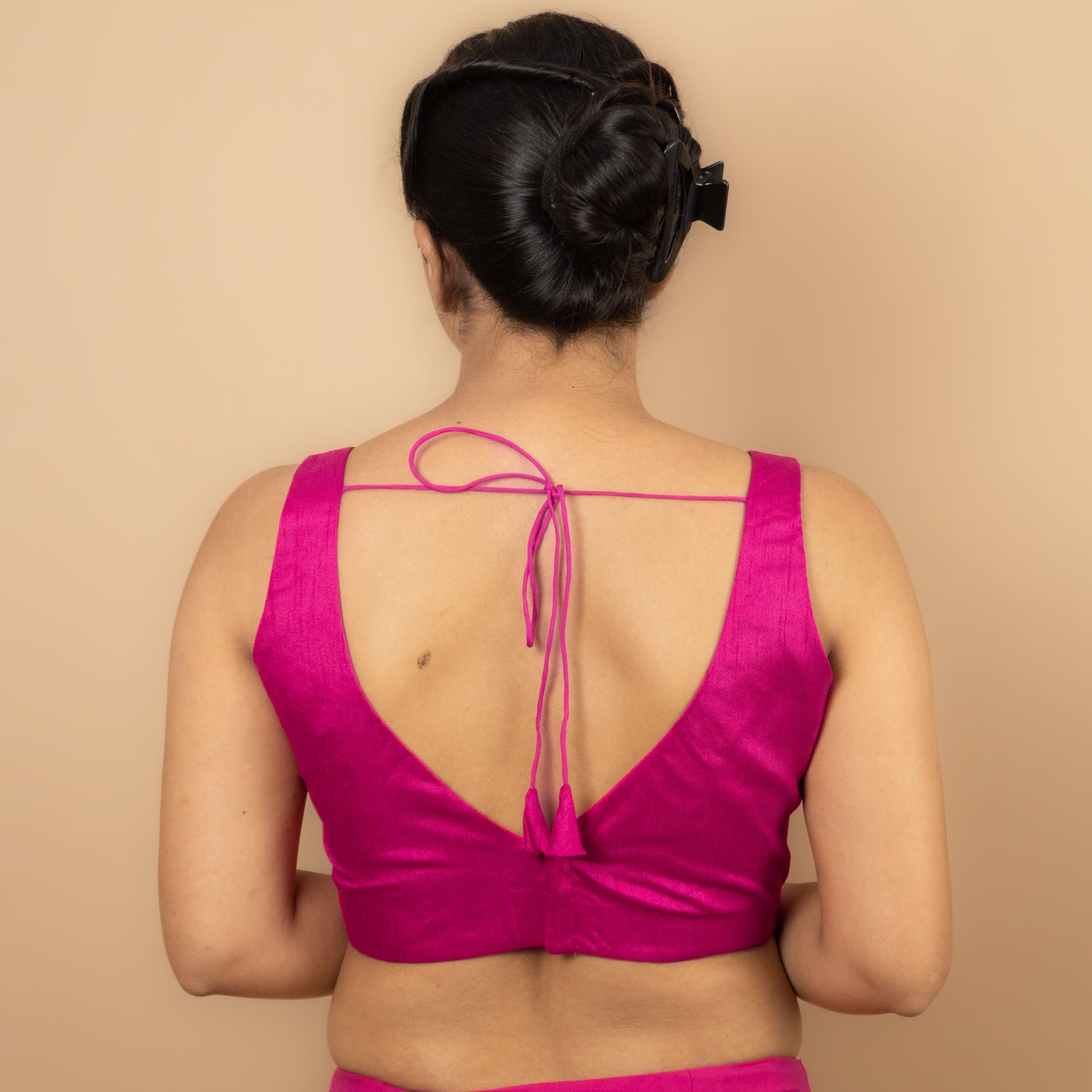 Sabyasachi Sleeveless Blouse - Rani Pink - Image 5