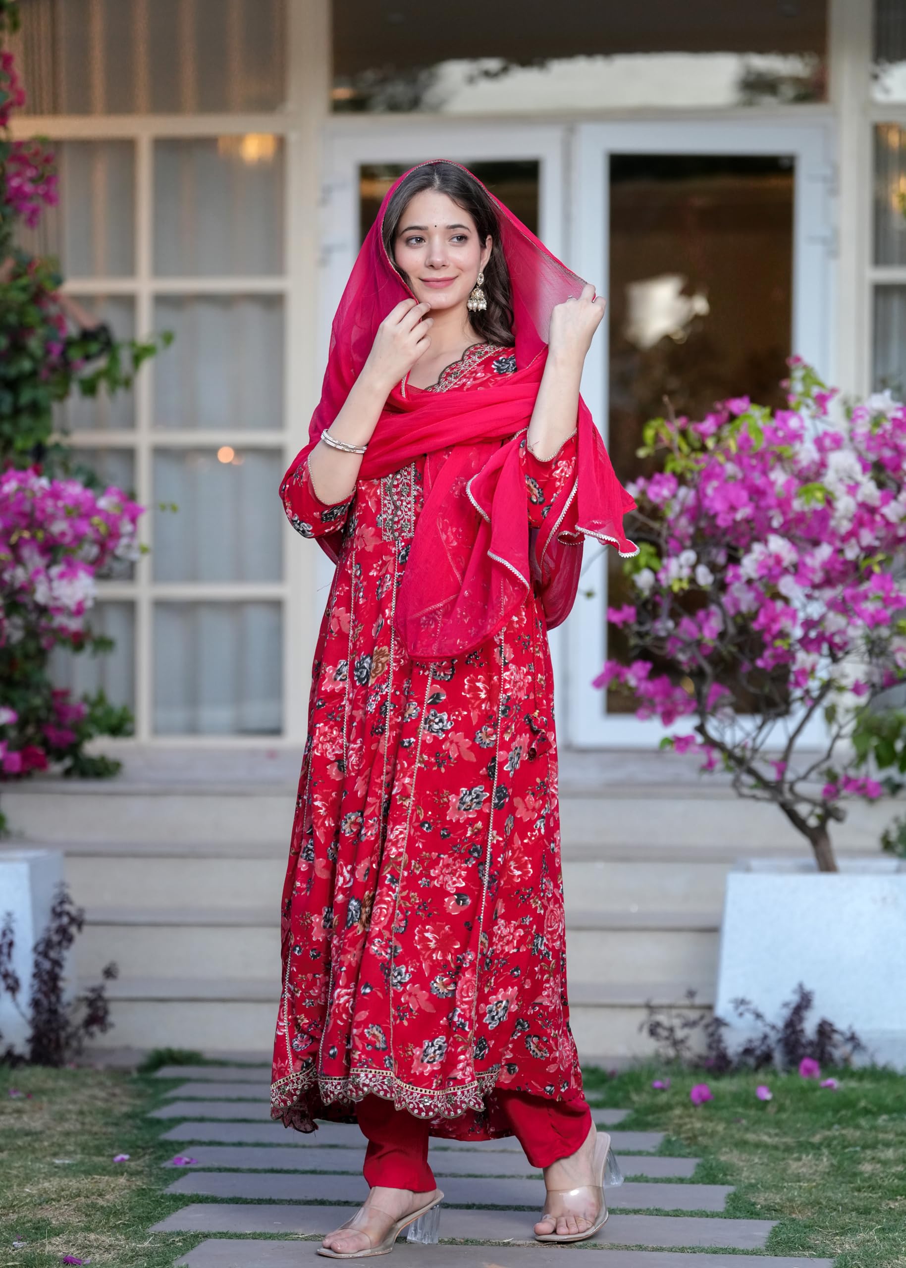 MANHAREE Women's Rayon Anarkali Kurta Set - Image 3