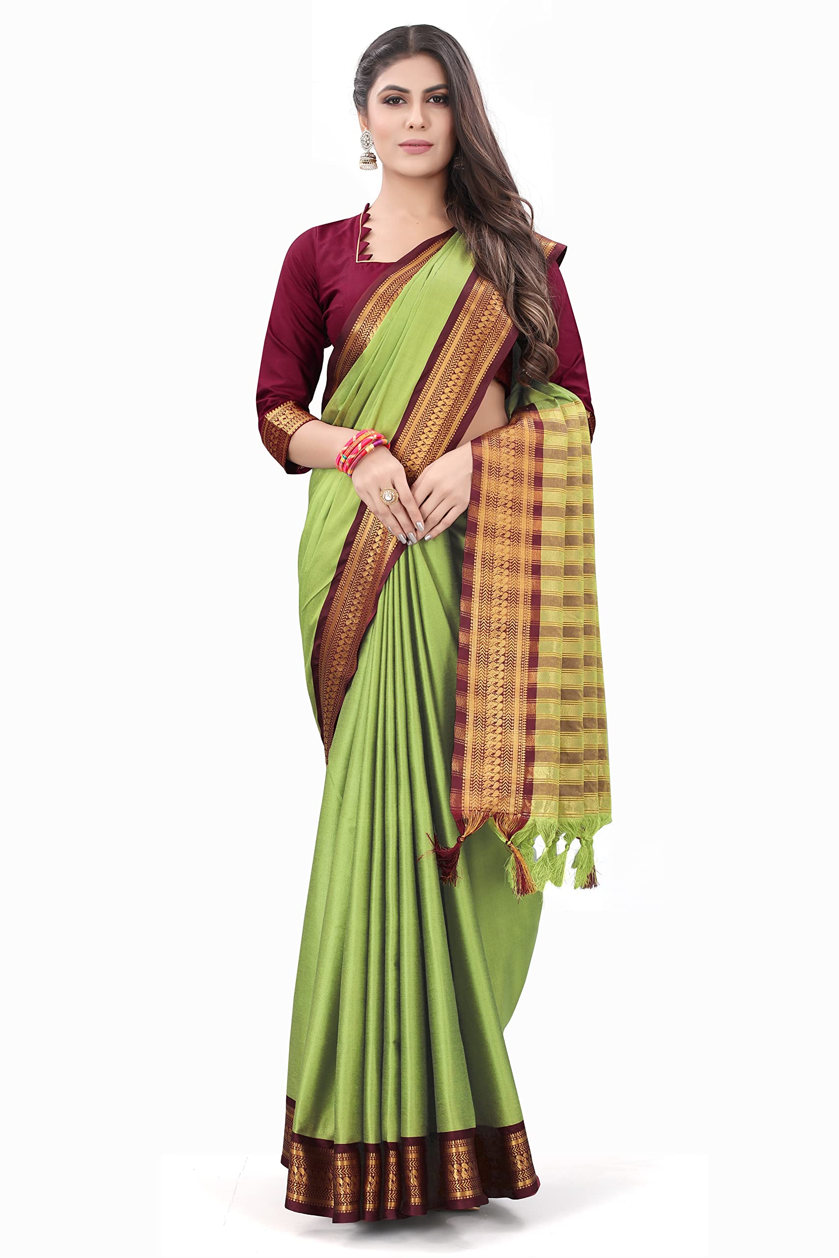 Pista Green Kanjivaram Soft Silk Saree for Women - Image 3