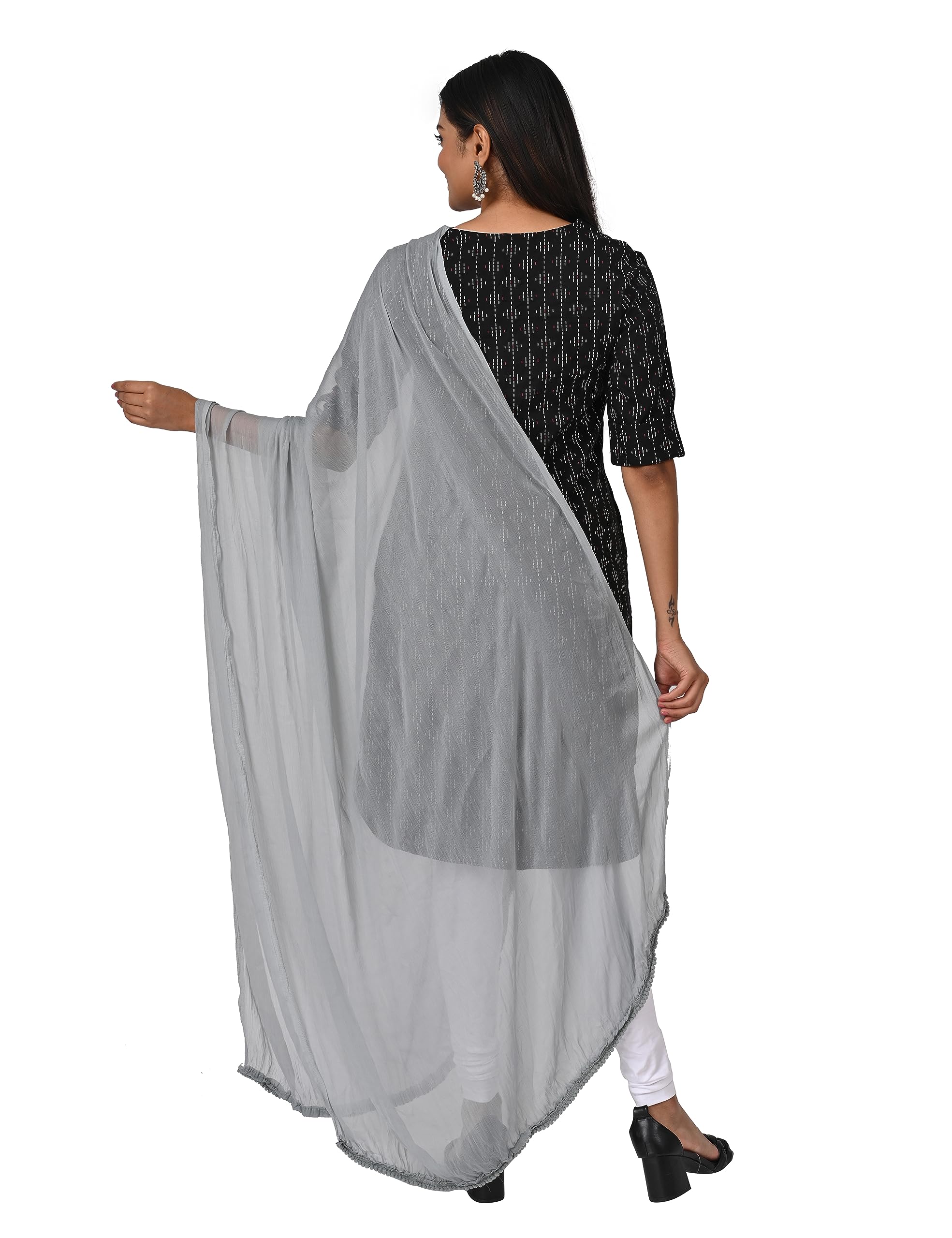 Grey Chiffon Dupatta for Women - Image 4