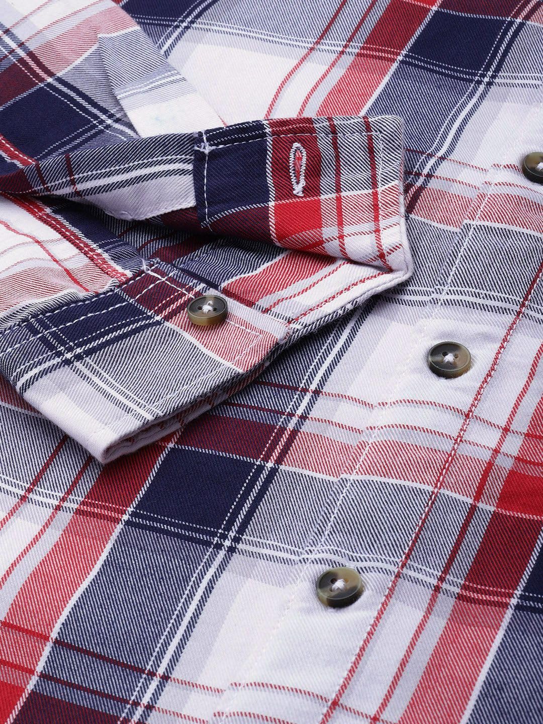 The Indian Garage Co Men Checkered Shirt - White Navy - Image 4