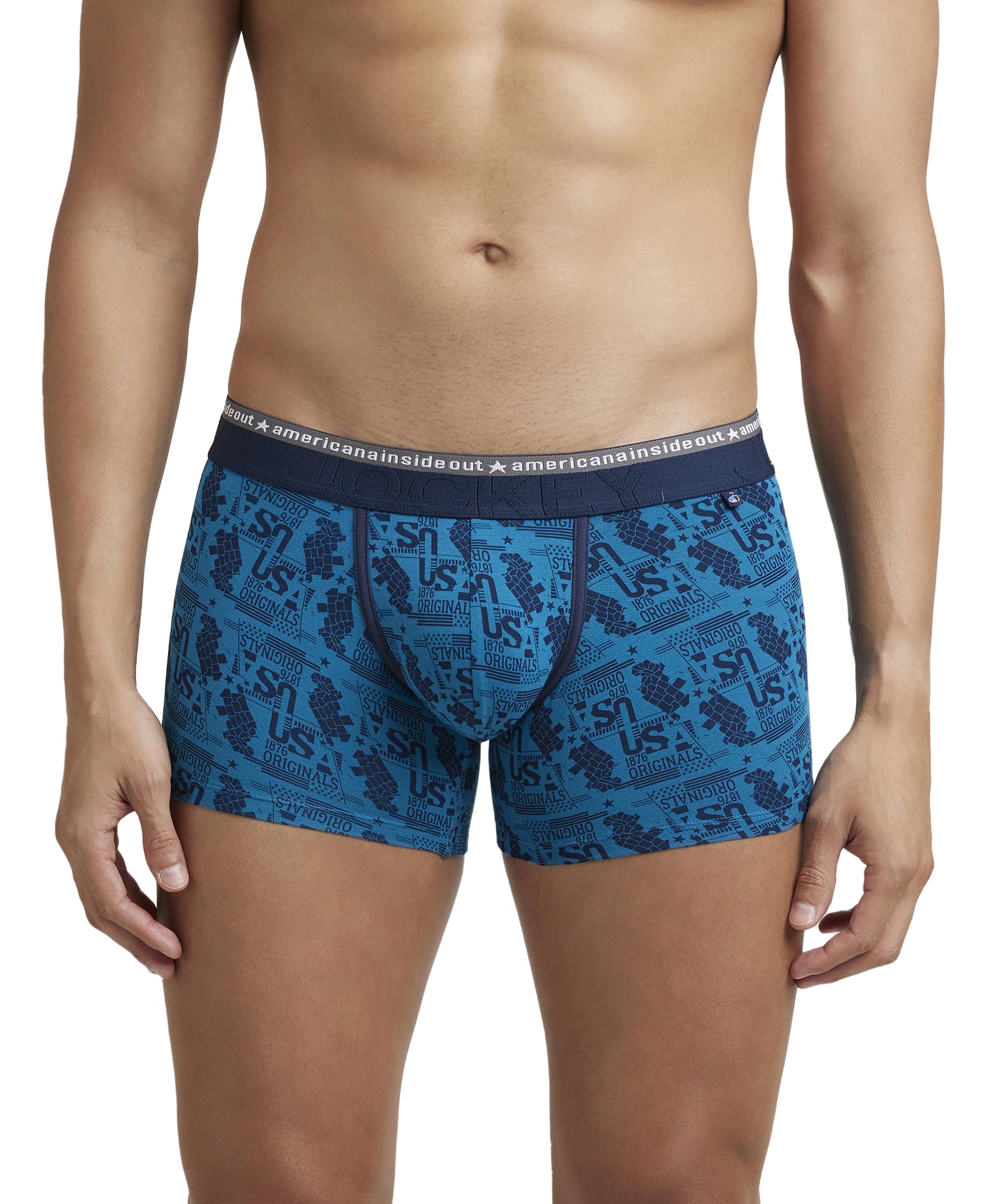 Jockey Men's Printed Trunk - Bright Teal