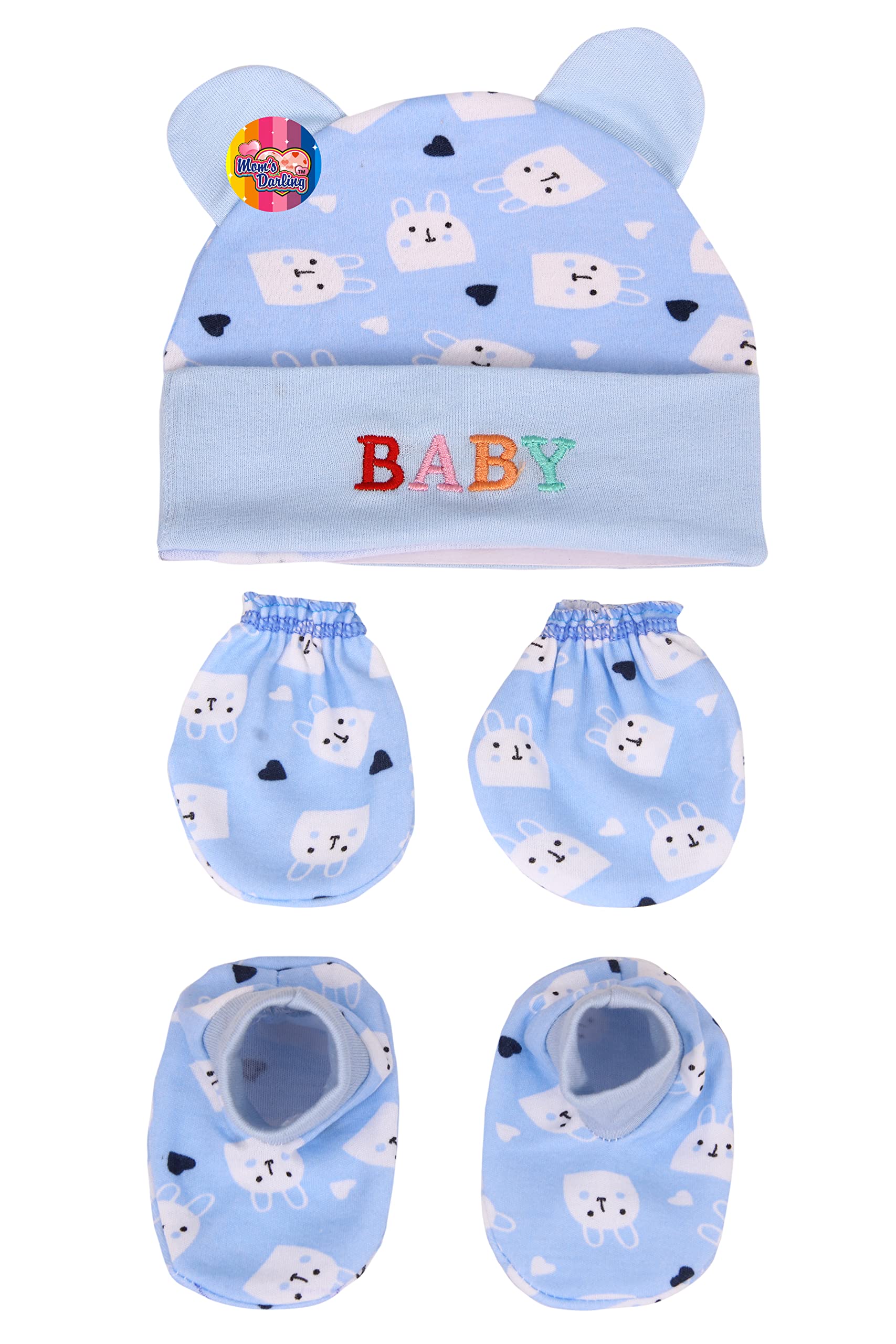 Baby Boy & Girl Cotton Cap Mittens Booties Set - Image 5