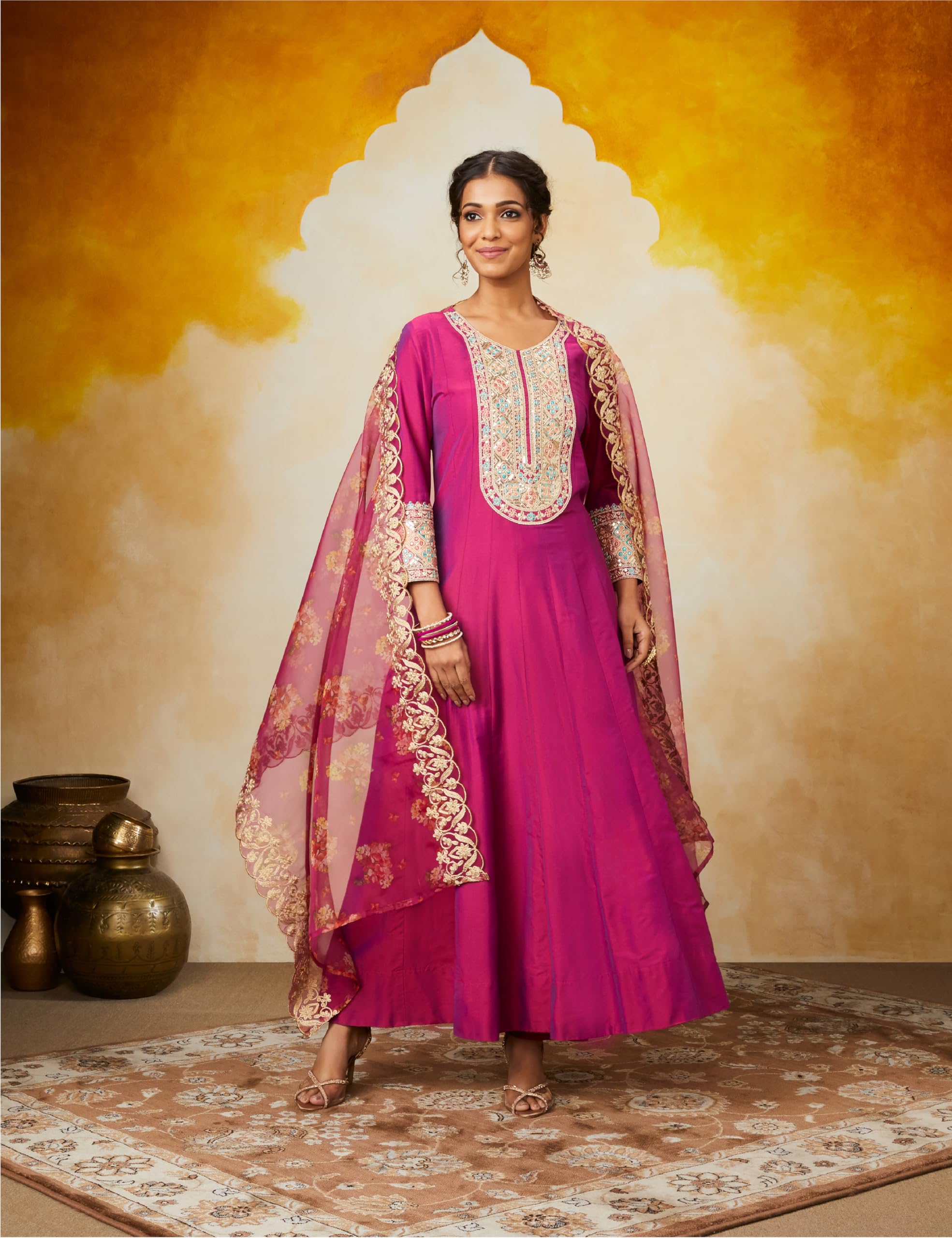 Myx Rani Pink Embroidered Anarkali Kurta for Women - Image 5