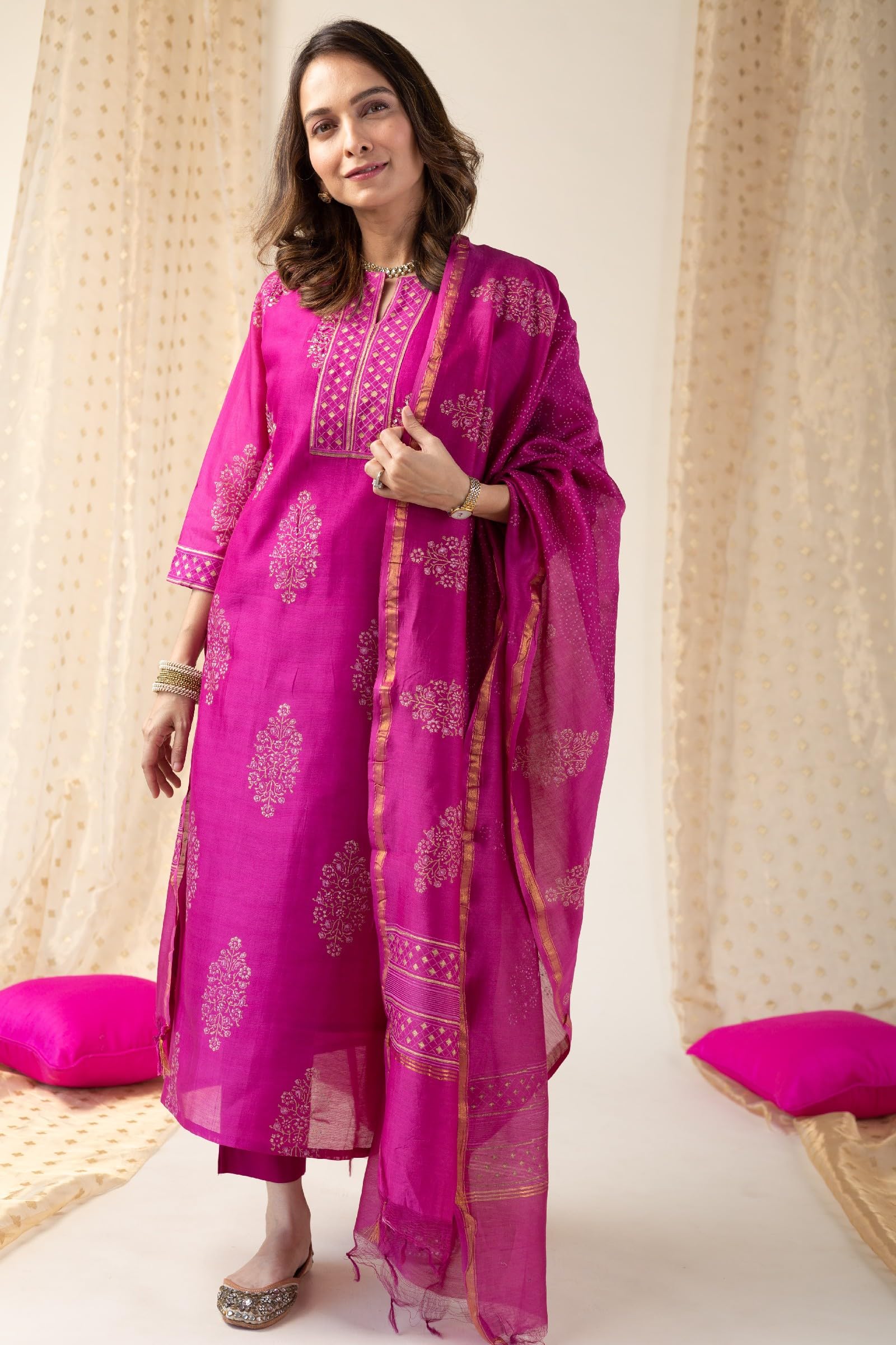 GoSriKi Pink Rayon Kurta Set for Women - Image 3