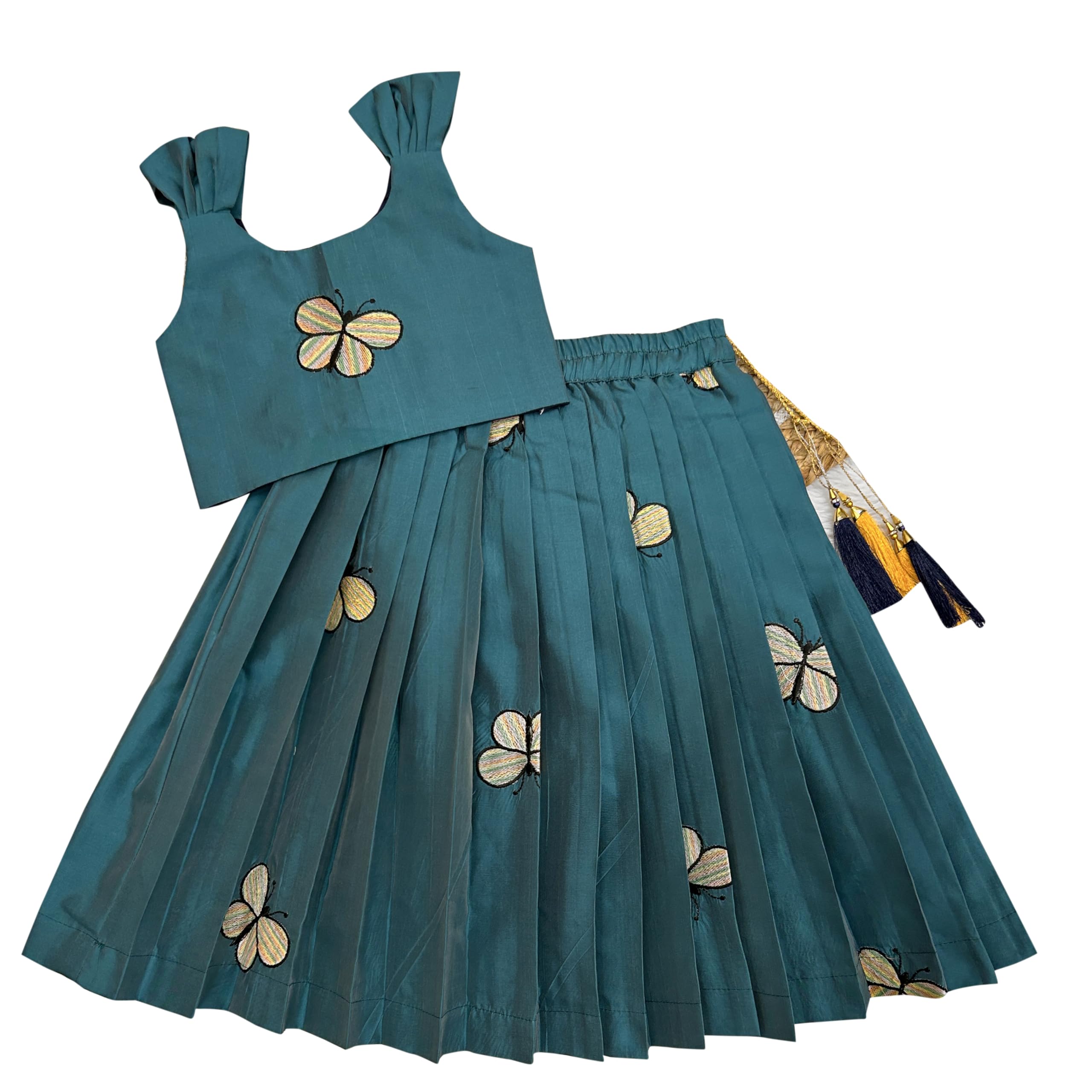 FELIZ Kids Embroidery Pattu Pavadai Silk Blend