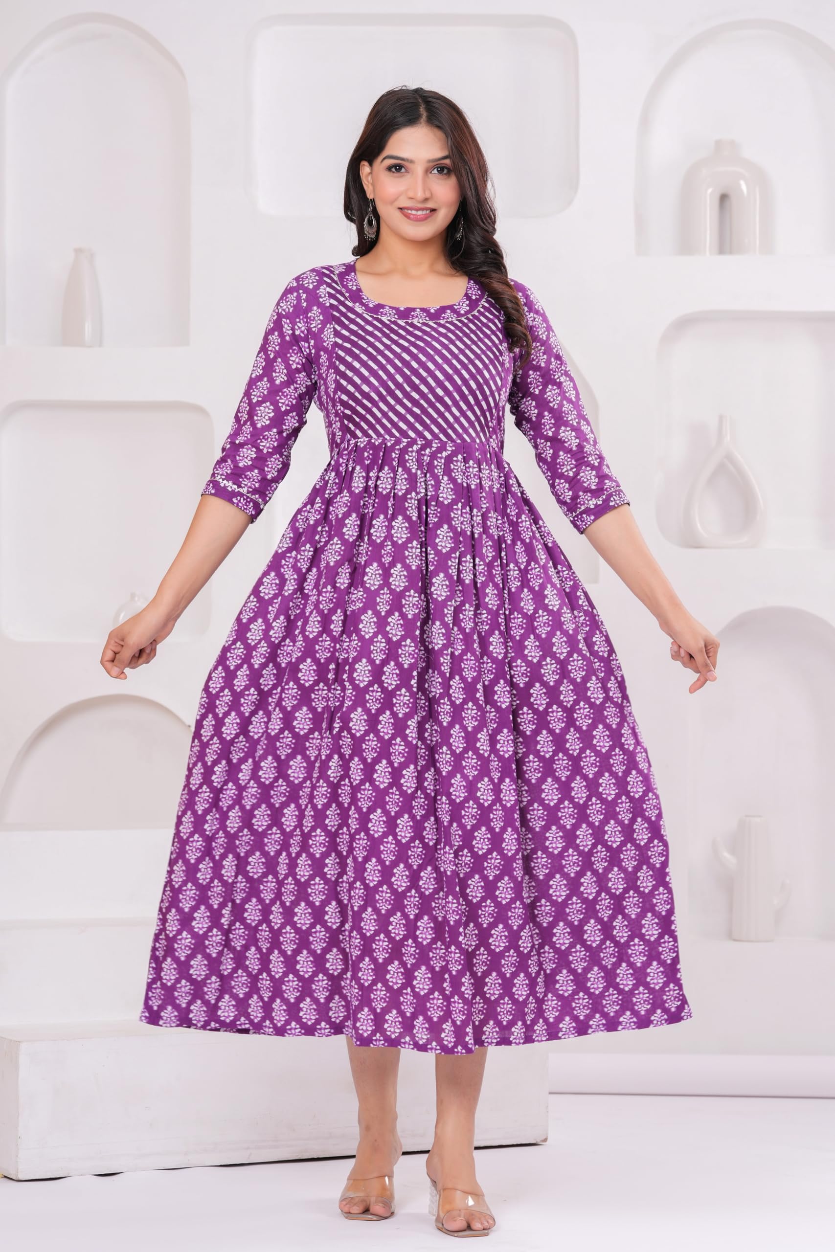 JAIPURFAME Women's Kurti Gown Maternity Dress - Purple - Image 2