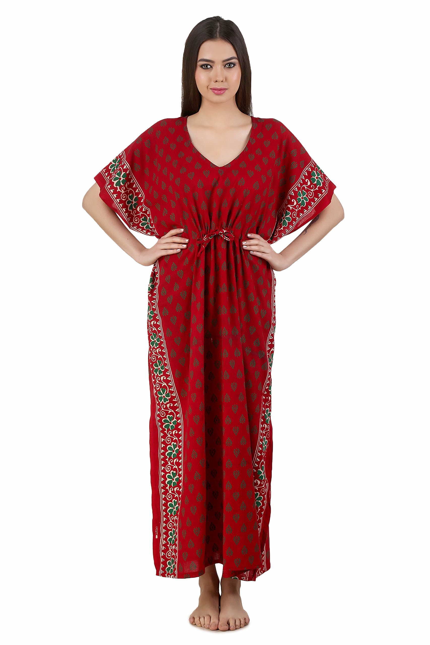 Masha Women's Cotton Kaftan - Red