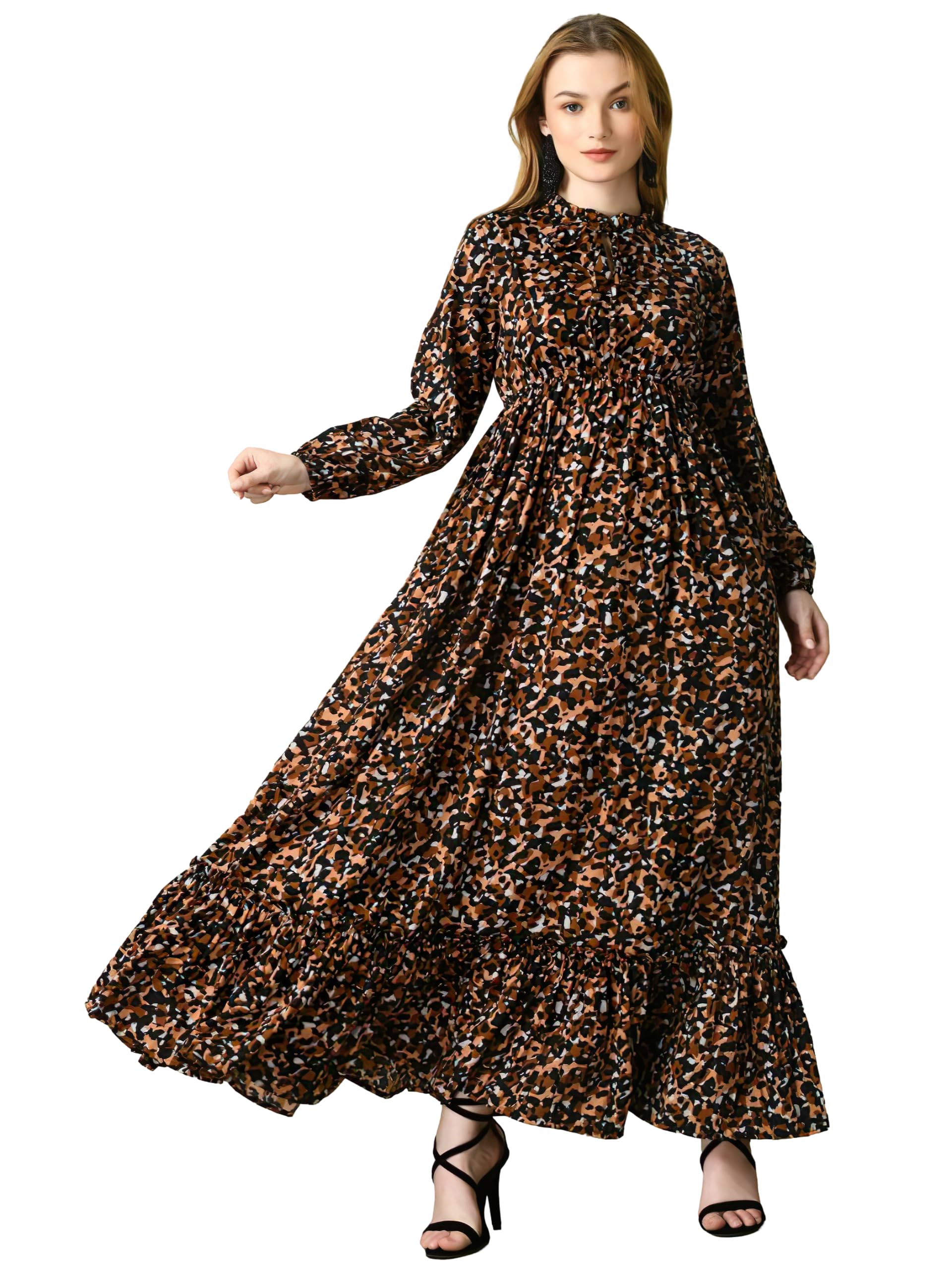 KZULLY Women's Floral Crepe Maxi Dress - Black