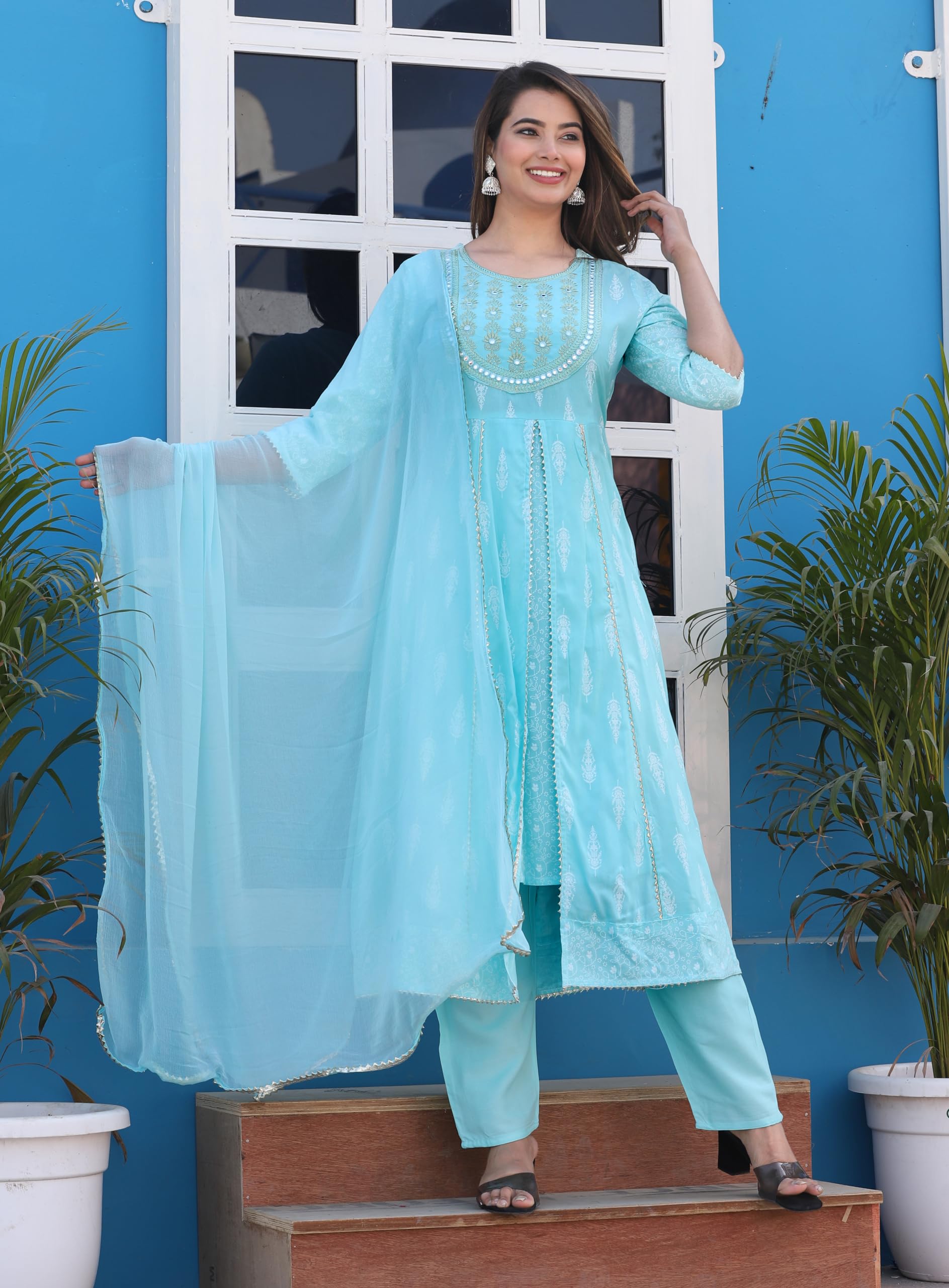 JD Finishing Rayon Printed Kurta Set for Women - Image 2