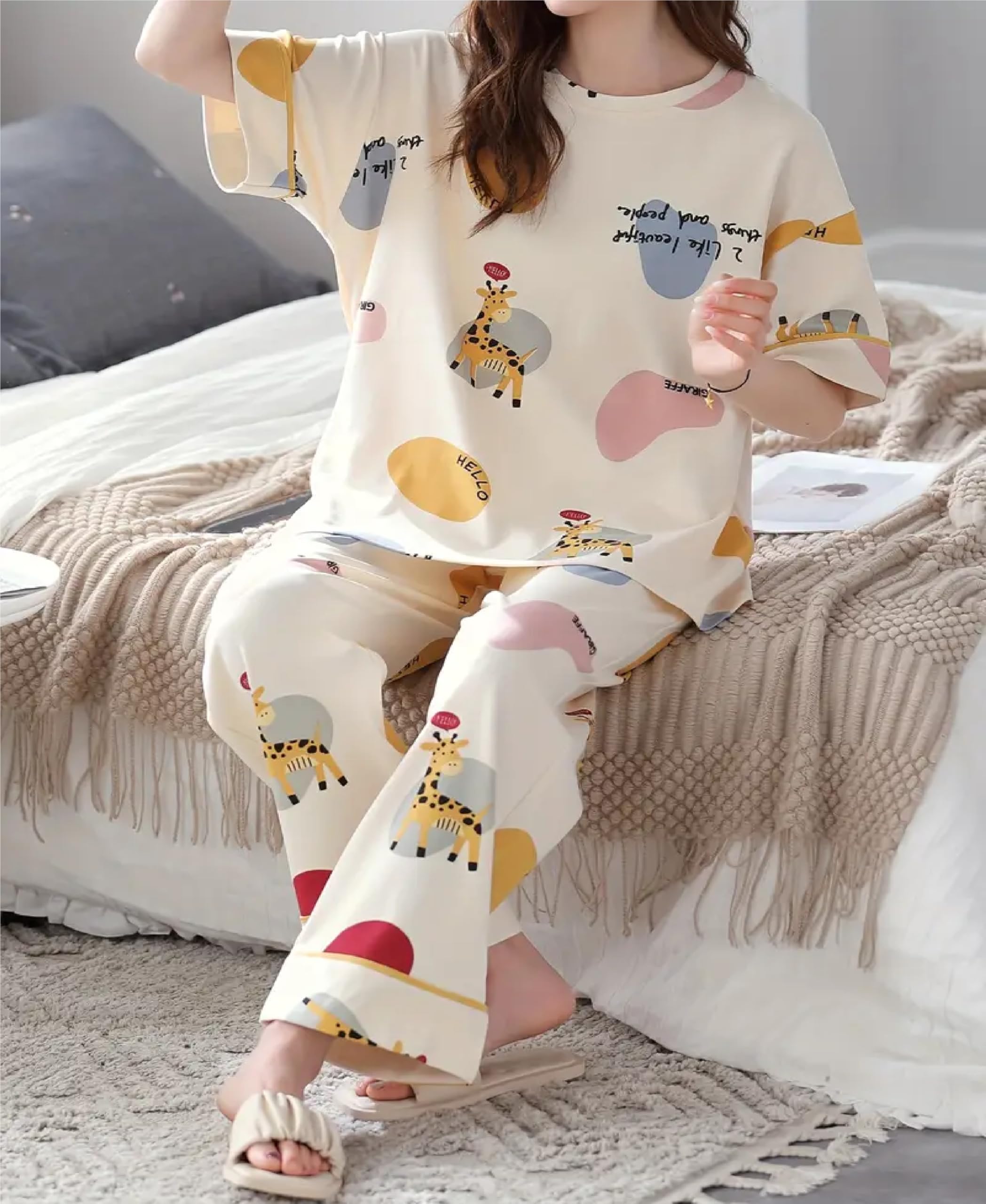 Louis Luxe Offwhite Night Suit for Women - Image 5