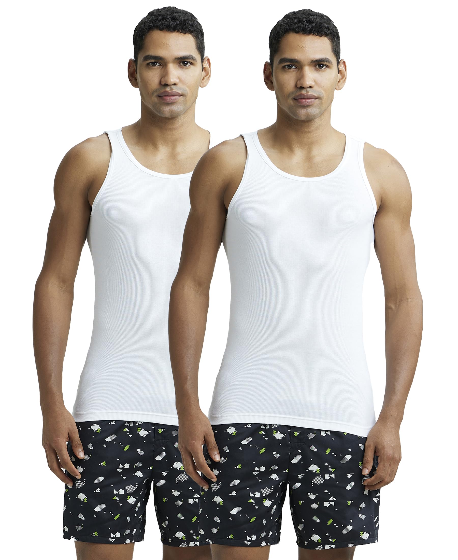 Jockey Men's White Cotton Rib Vest