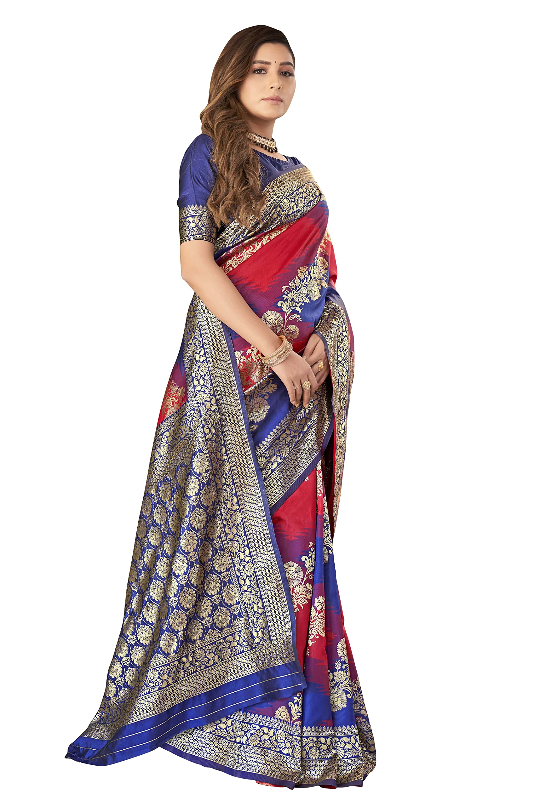 Manohari Red Banarasi Silk Saree - Image 5