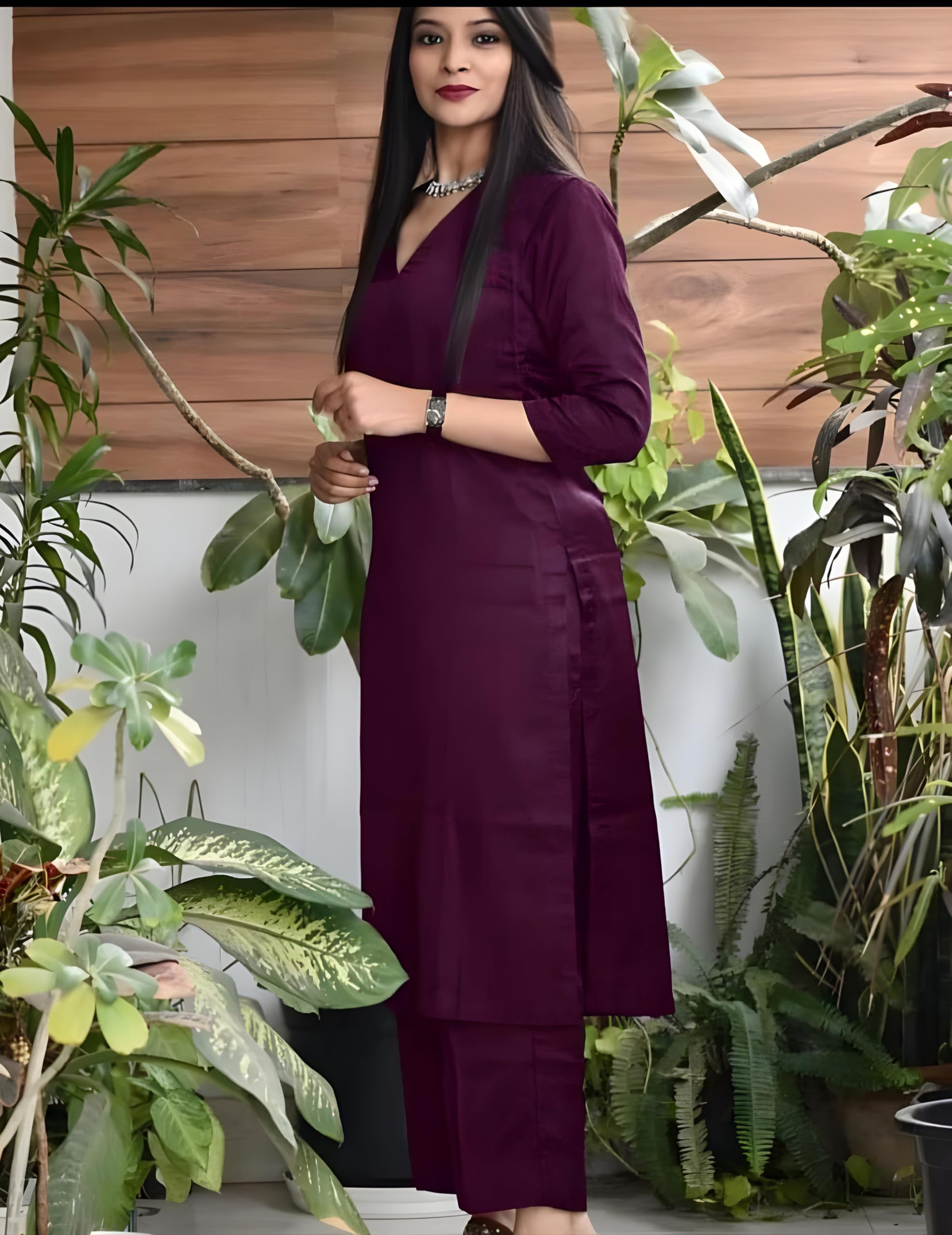 Wine Aniline Rayon Kurta Pant Set for Women - Image 5