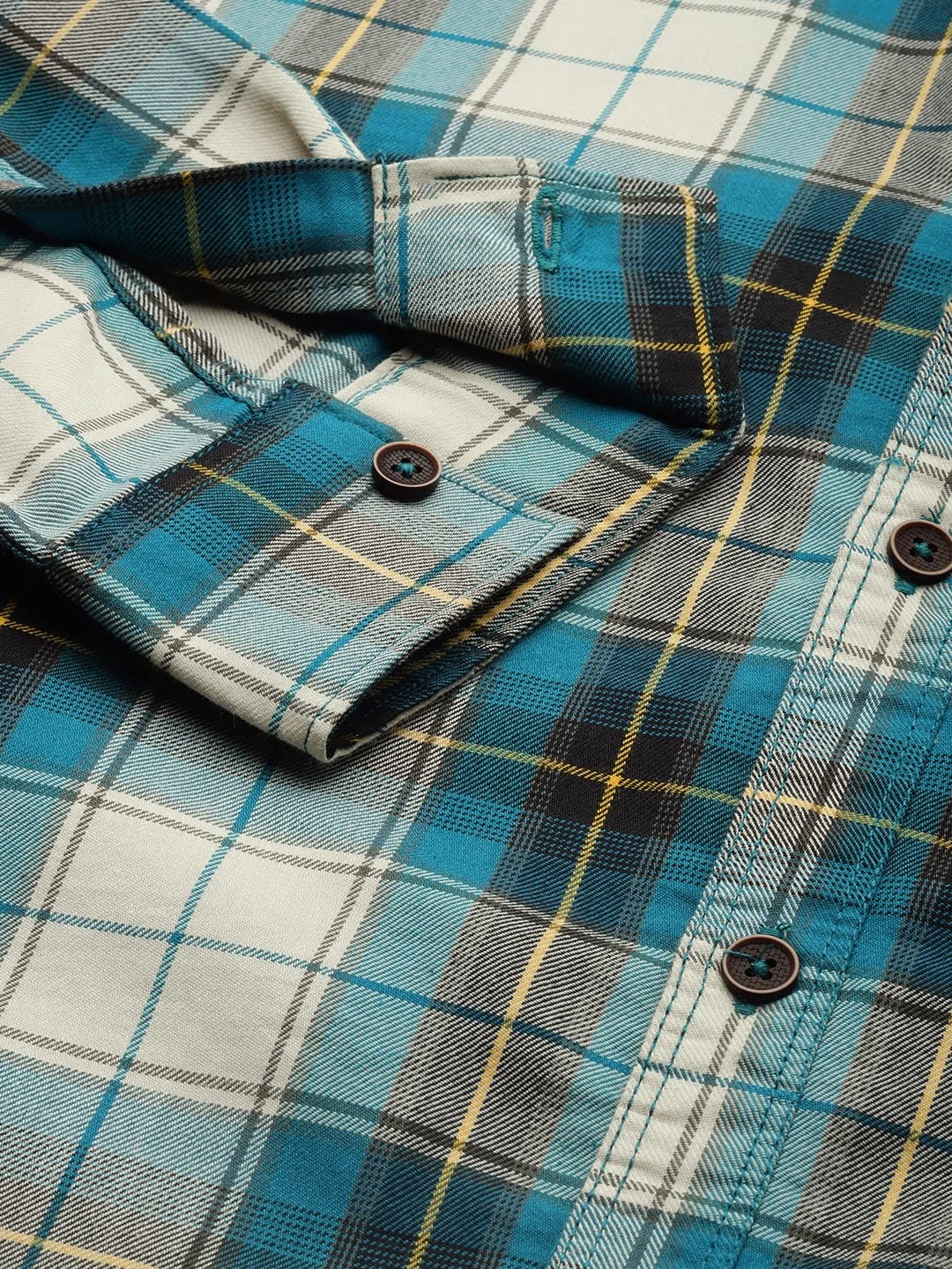 The Indian Garage Co Men's Green & White Checkered Casual Shirt - Image 3