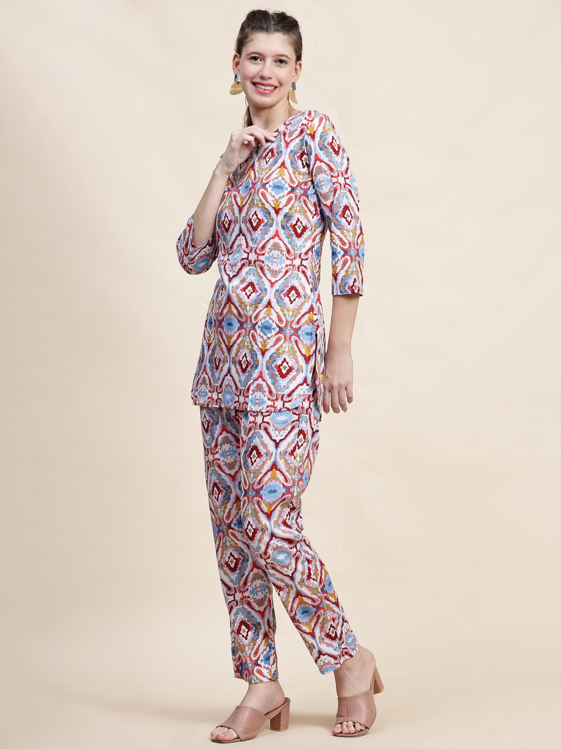 Truvon Fashions Women's Kurta & Pant Set - Pink Multi - Image 2