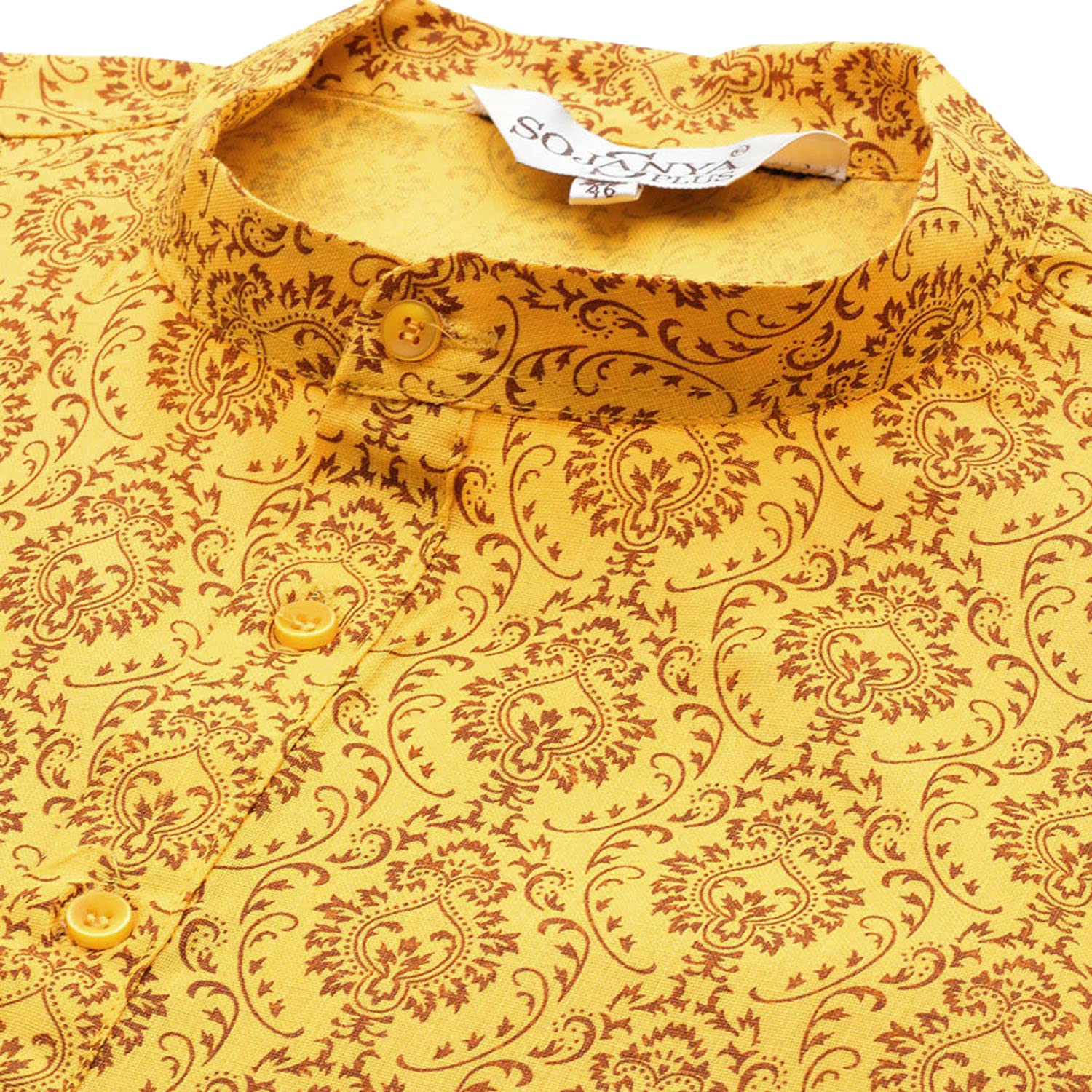 SOJANYA Men's Cotton Blend Kurta - Mustard - Image 4