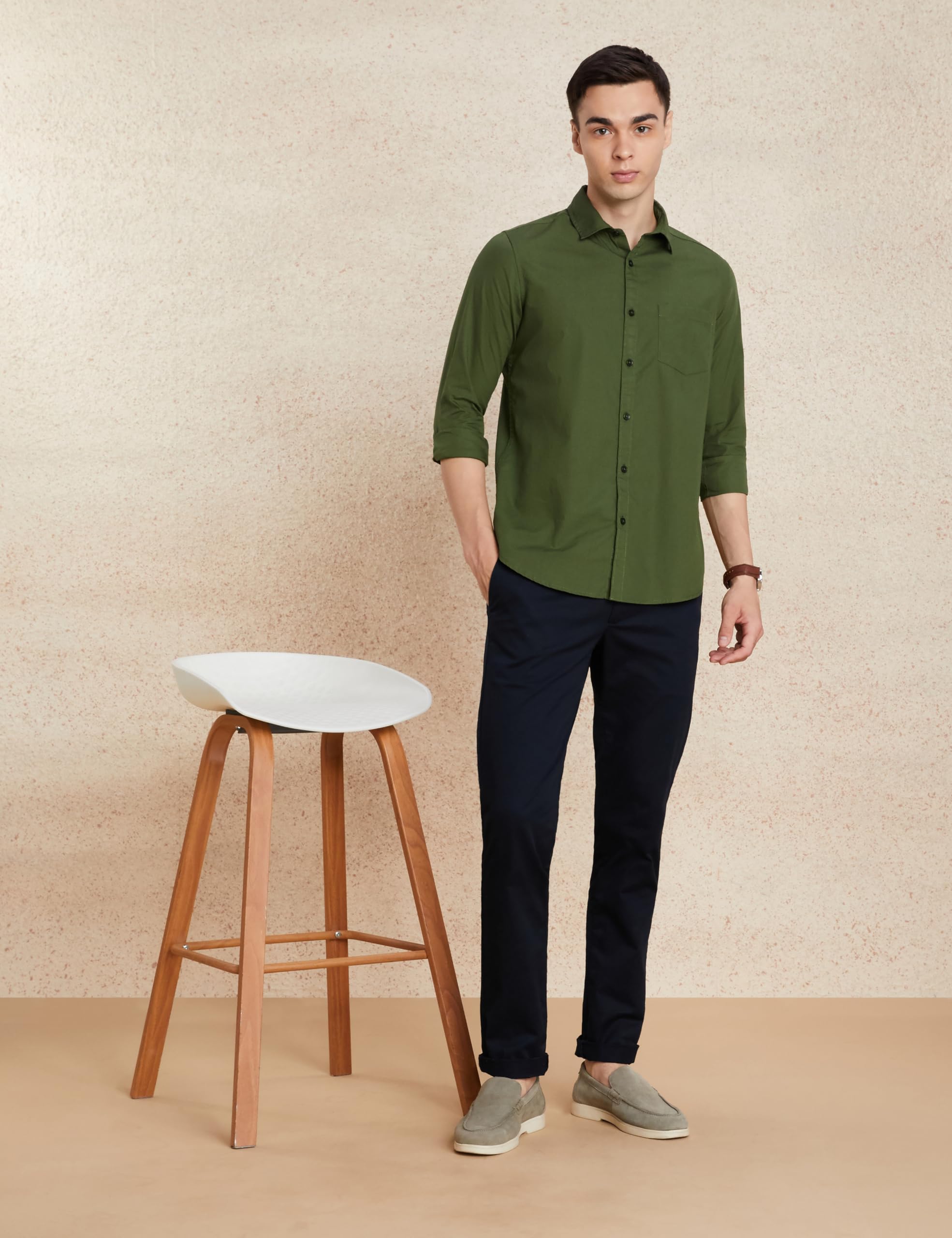 Amazon Men Solid Cotton Casual Shirt - Image 3