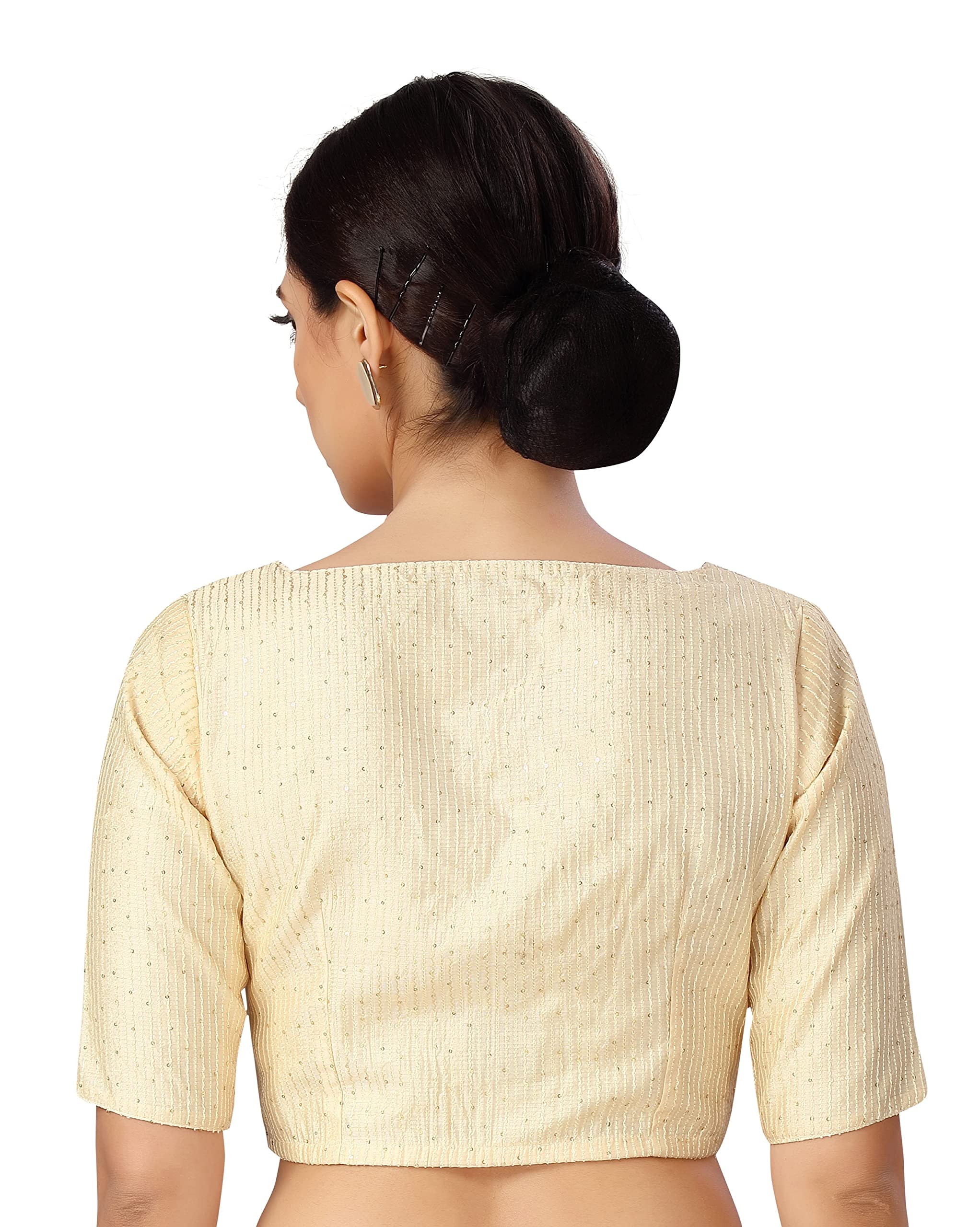 Studio Shringaar Women's Saree Blouse with Mirror Work - Gold - Image 2