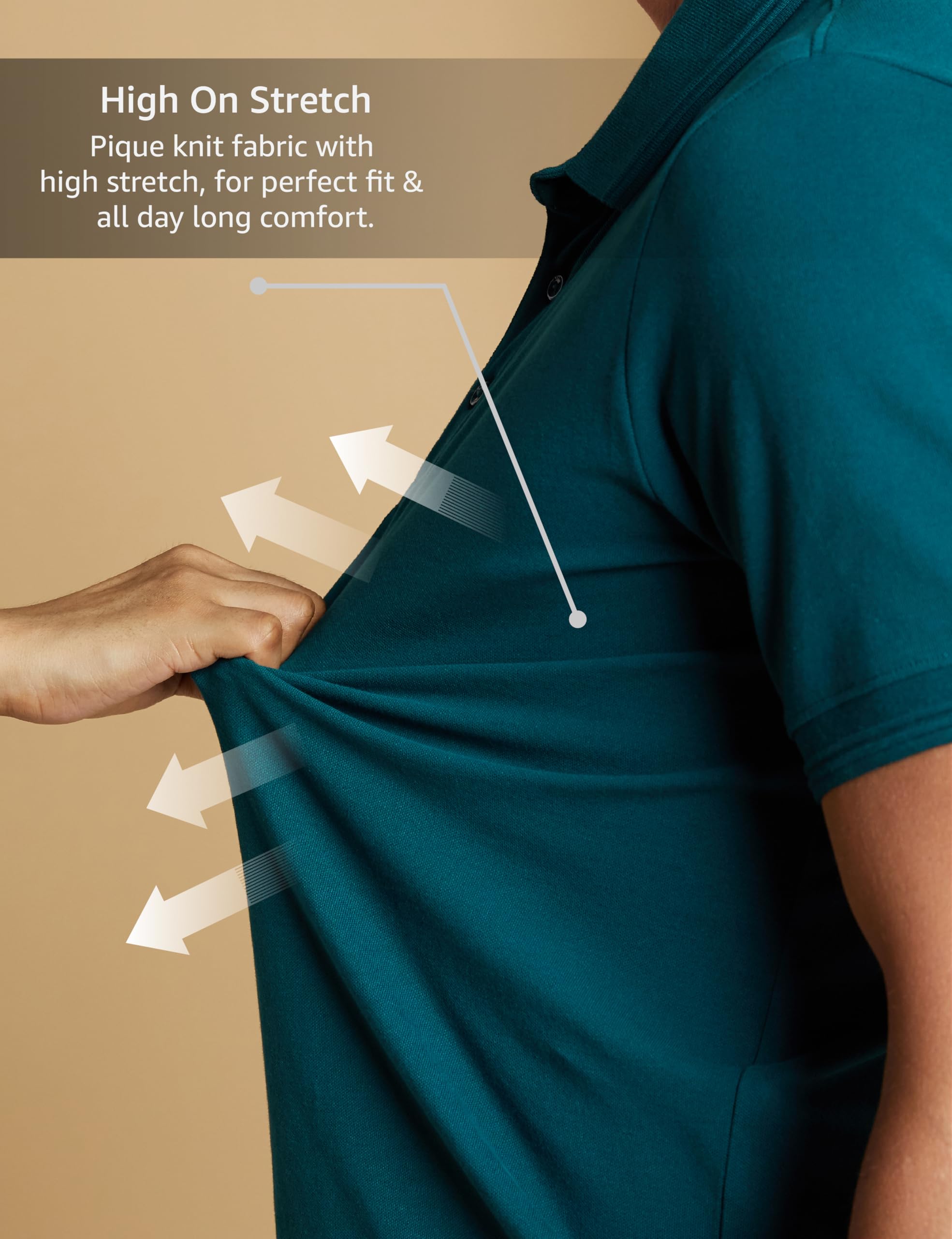 Symbol Men's Teal Green Cotton Stretch Polo T-Shirt - Image 4