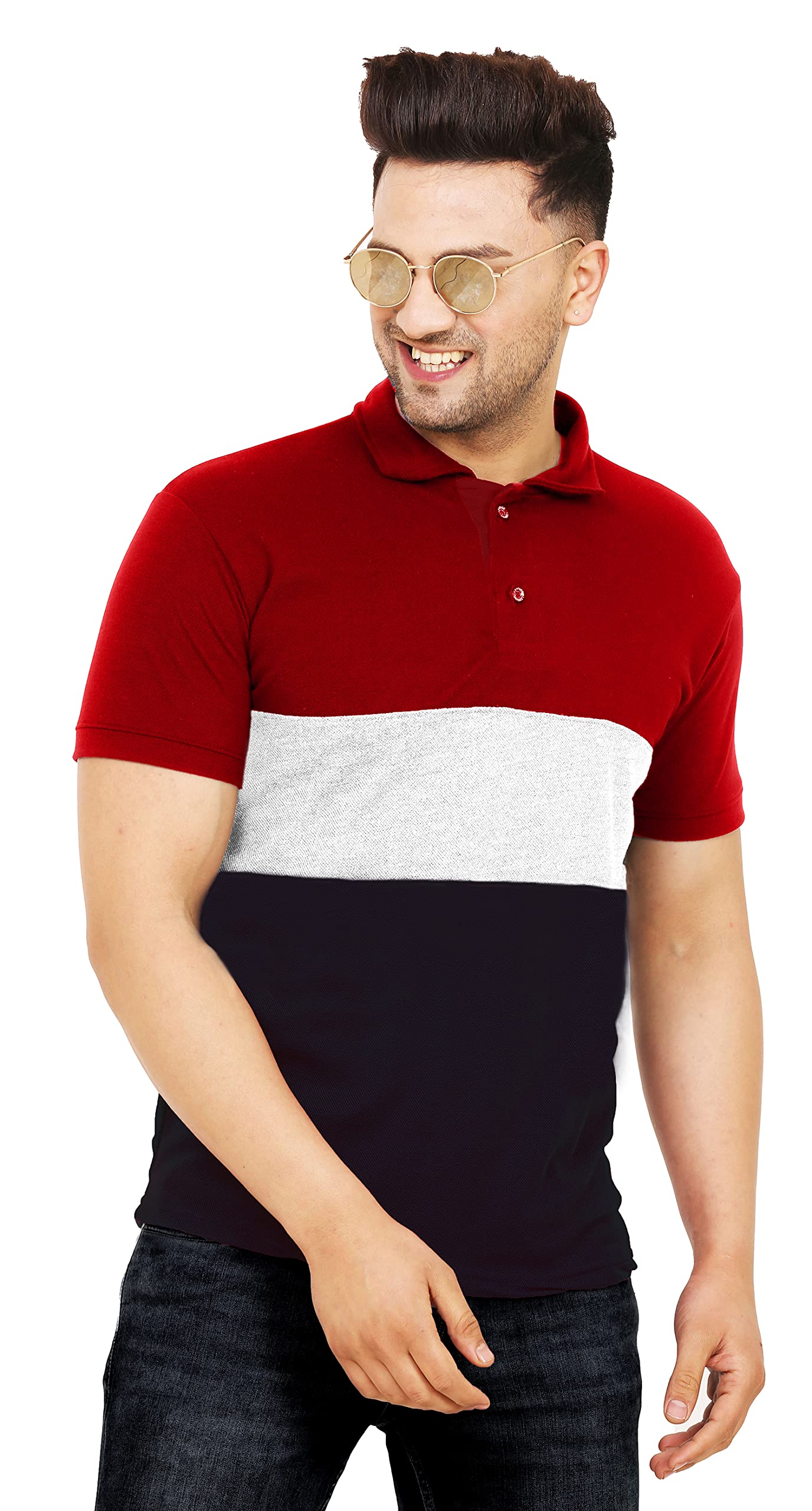 LEOTUDE Men's Polo T-Shirt - Maroon