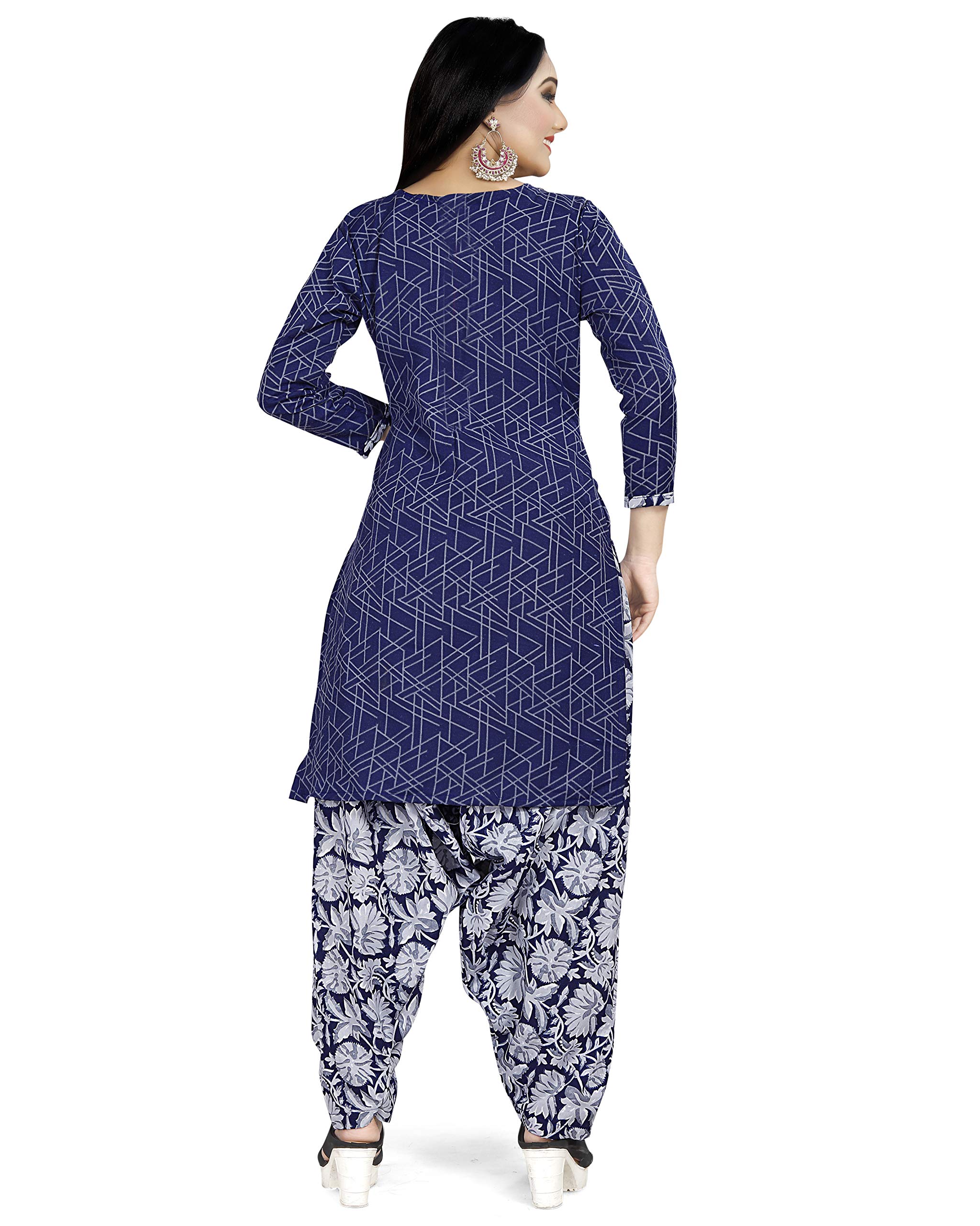 Rajnandini Blue Cotton Patiala Salwar Suit - Image 2