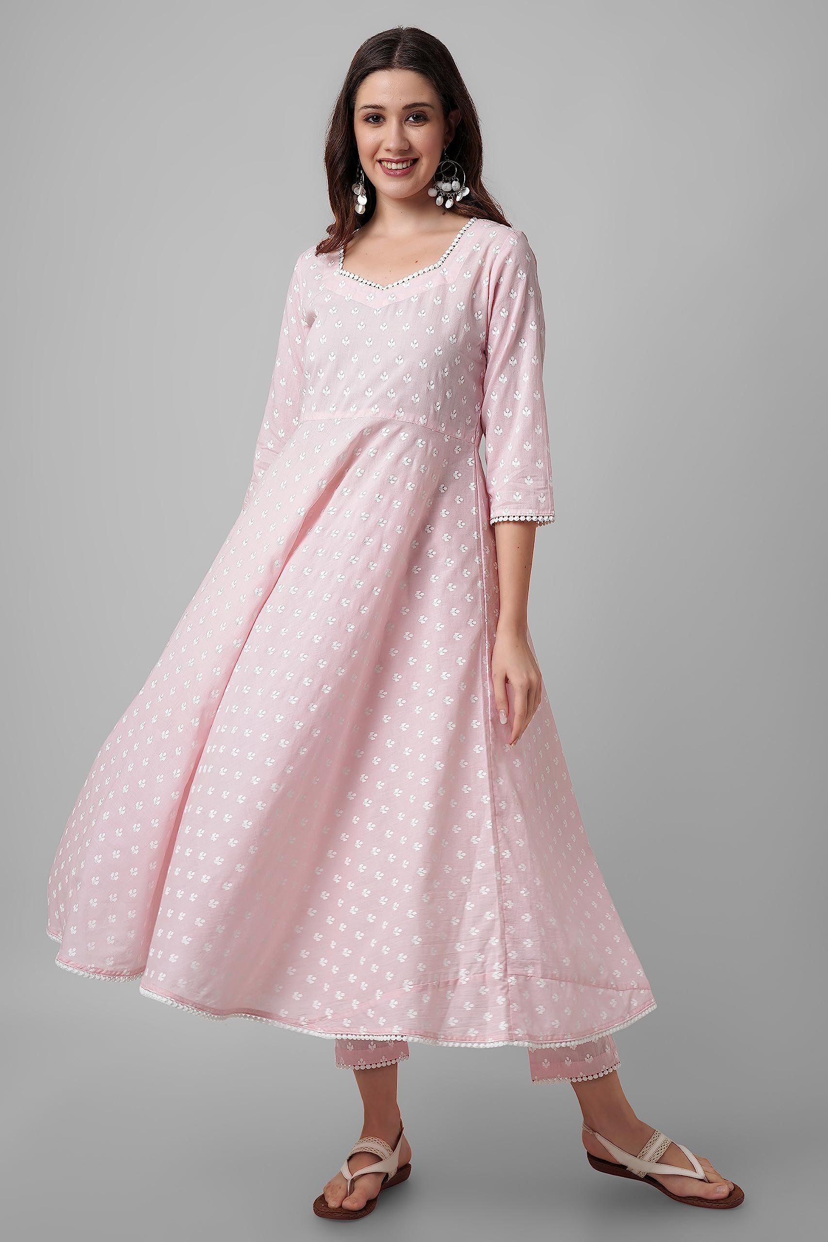 miss fame Women's Anarkali Kurta - Pink - Image 5